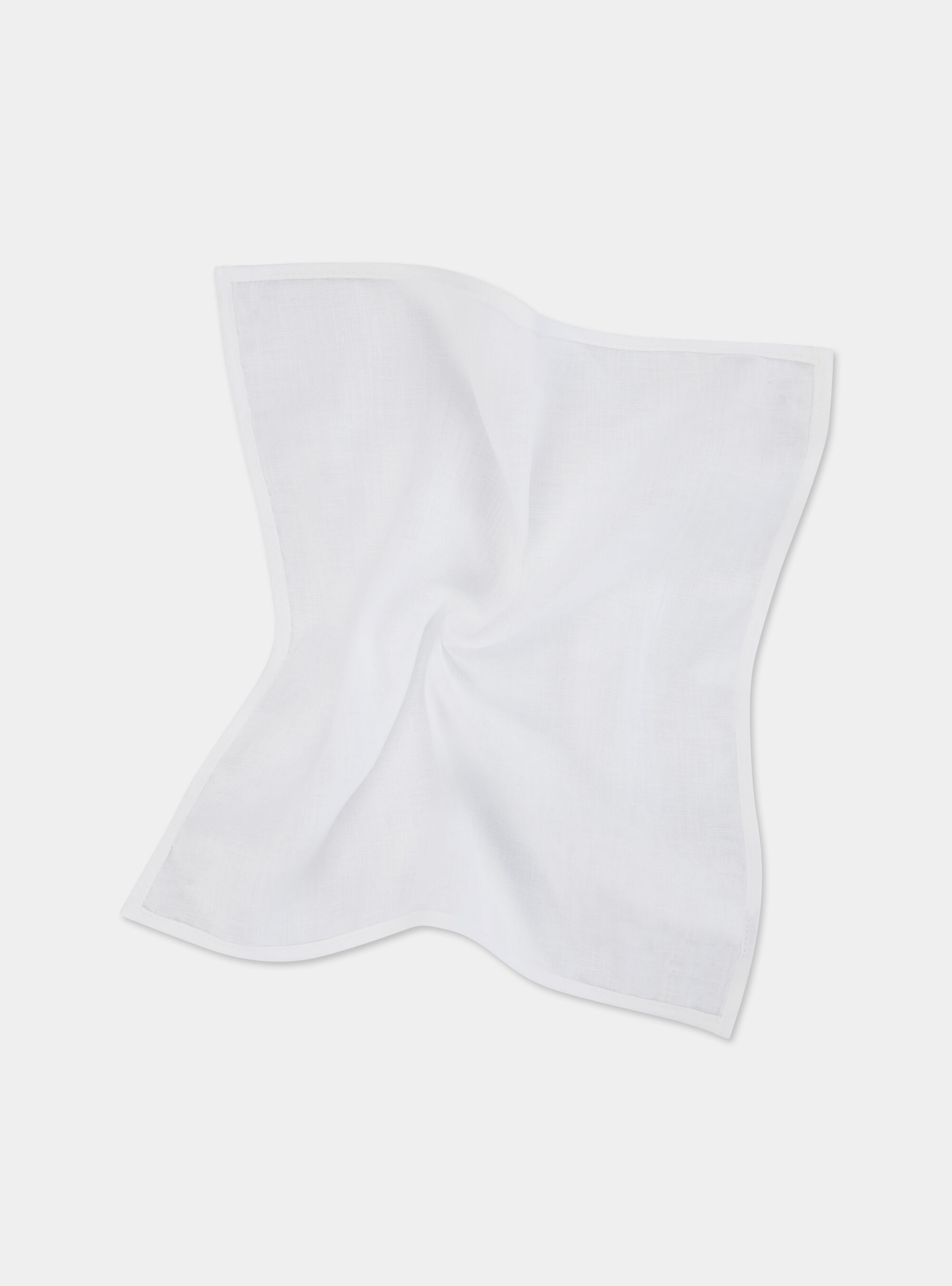 Linen pocket square, WHITE