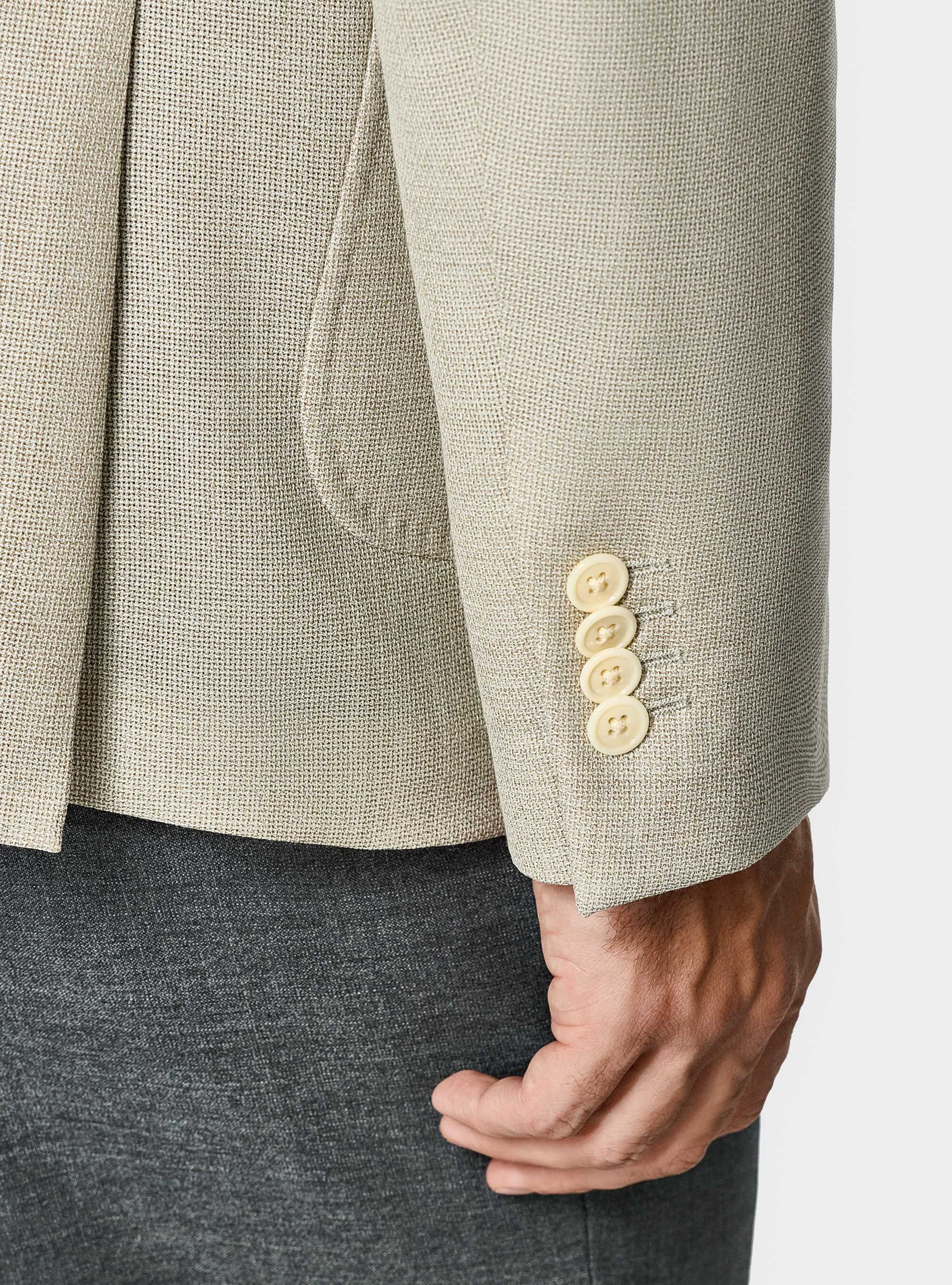 Pure wool hopsack blazer Vitale Barberis Canonico, ECRU