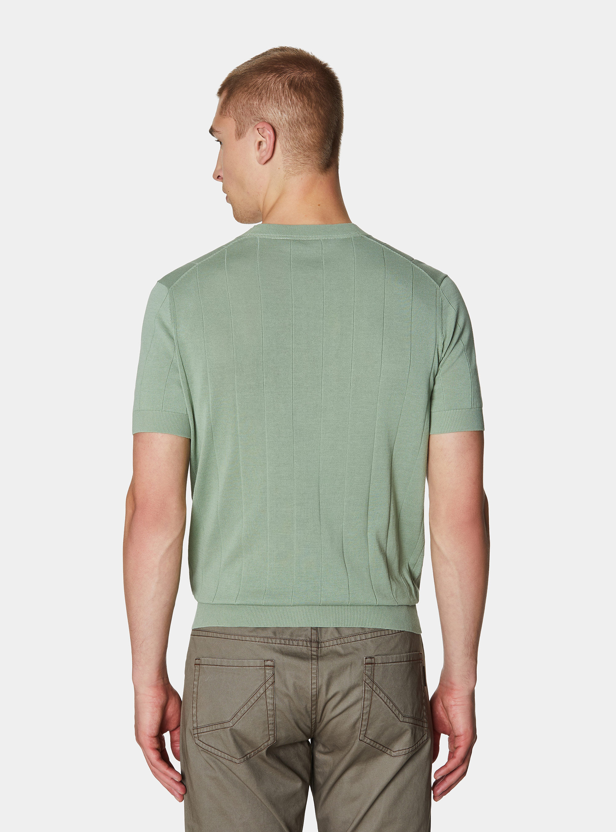 Pure cotton flat-ribbed sweater, SALVIA 0602C
