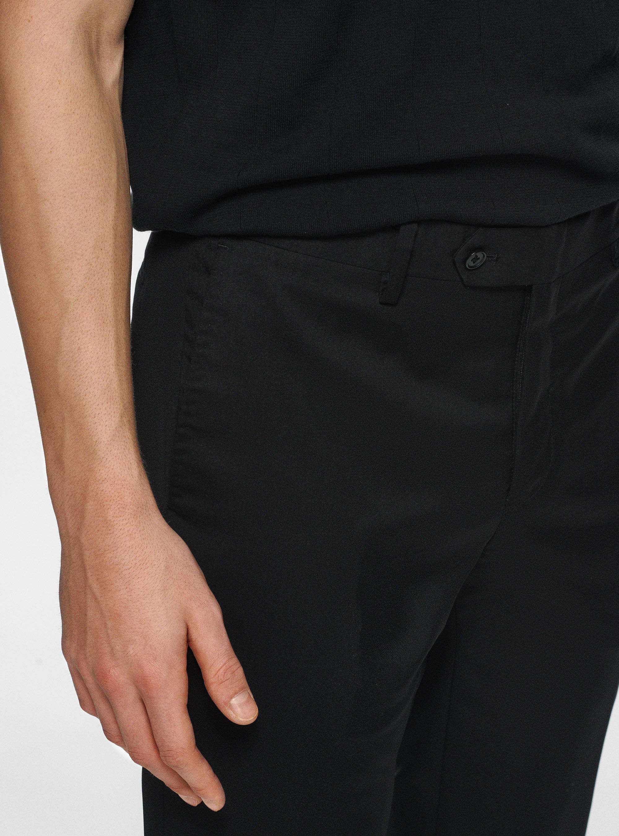 Pantaloni in pura lana superfine 110's, NERO