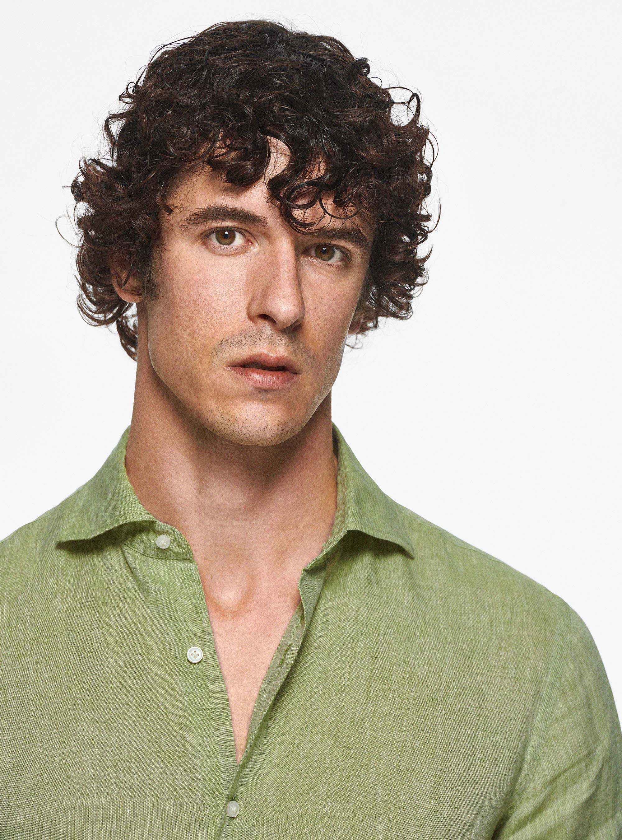Camicia in puro lino, VERDE PISTACCHIO 0616C