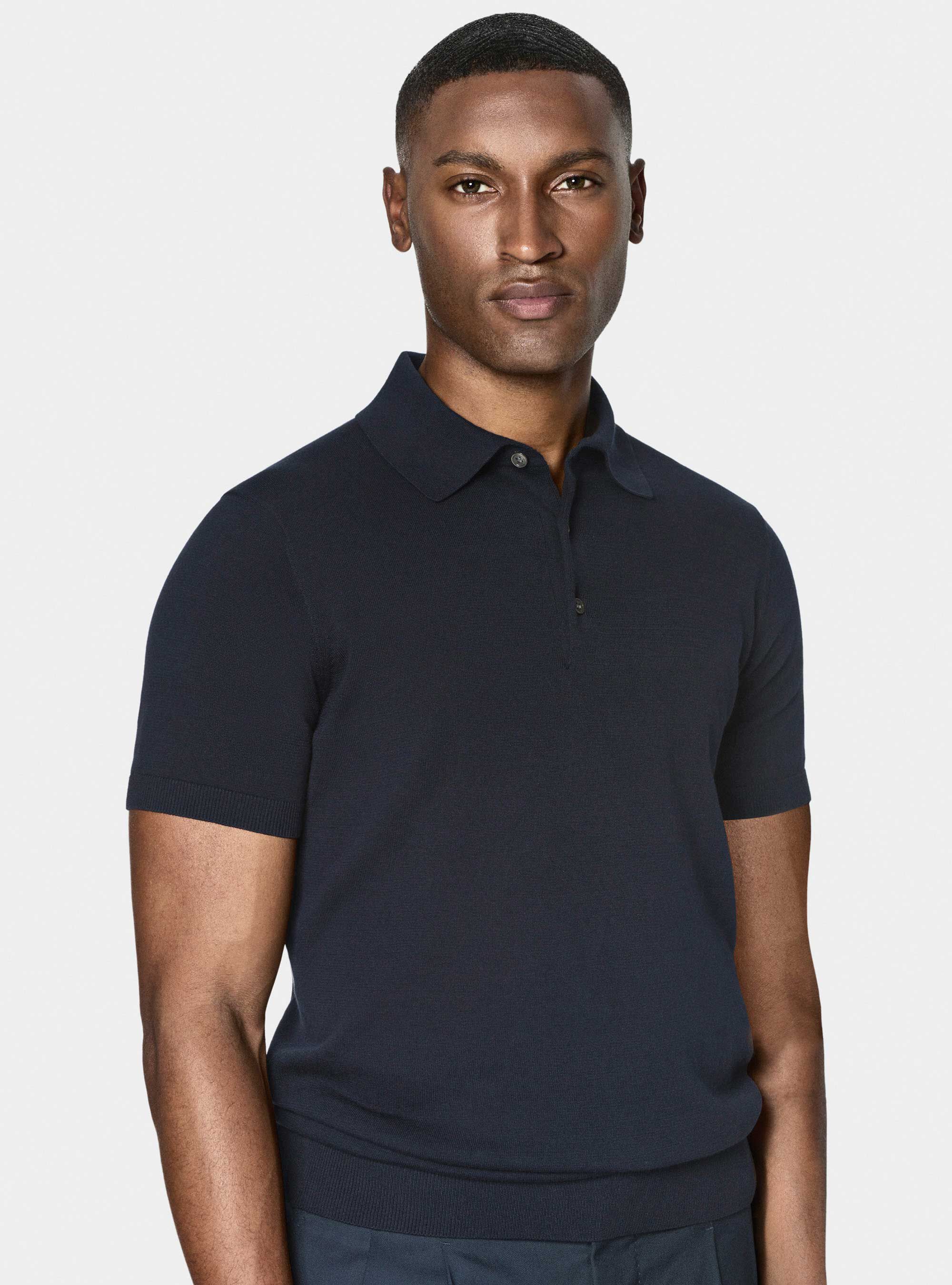 Extra-fine cotton knit polo shirt