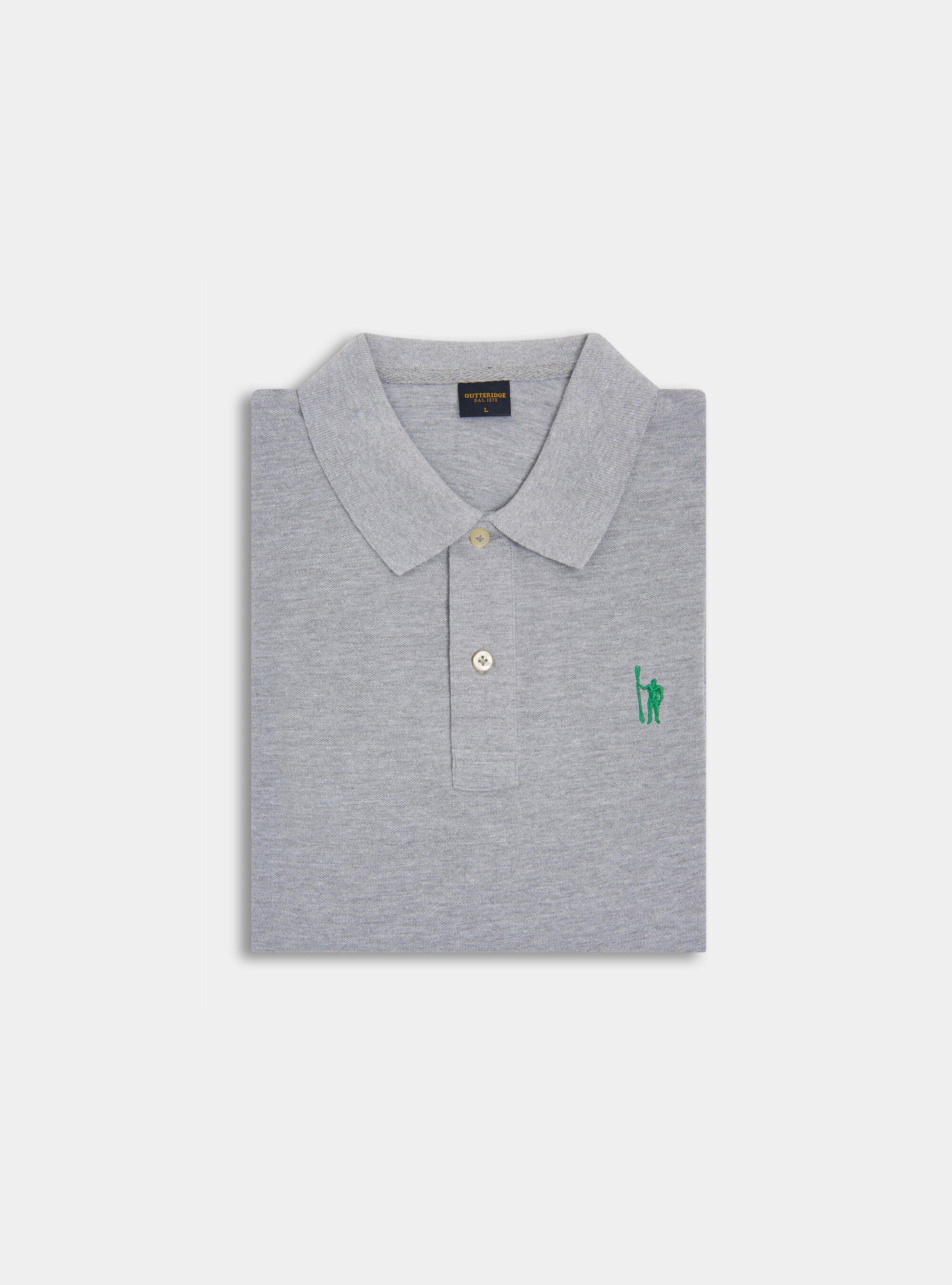Polo classique en coton piqu&eacute; avec broderie, ASPHALTE