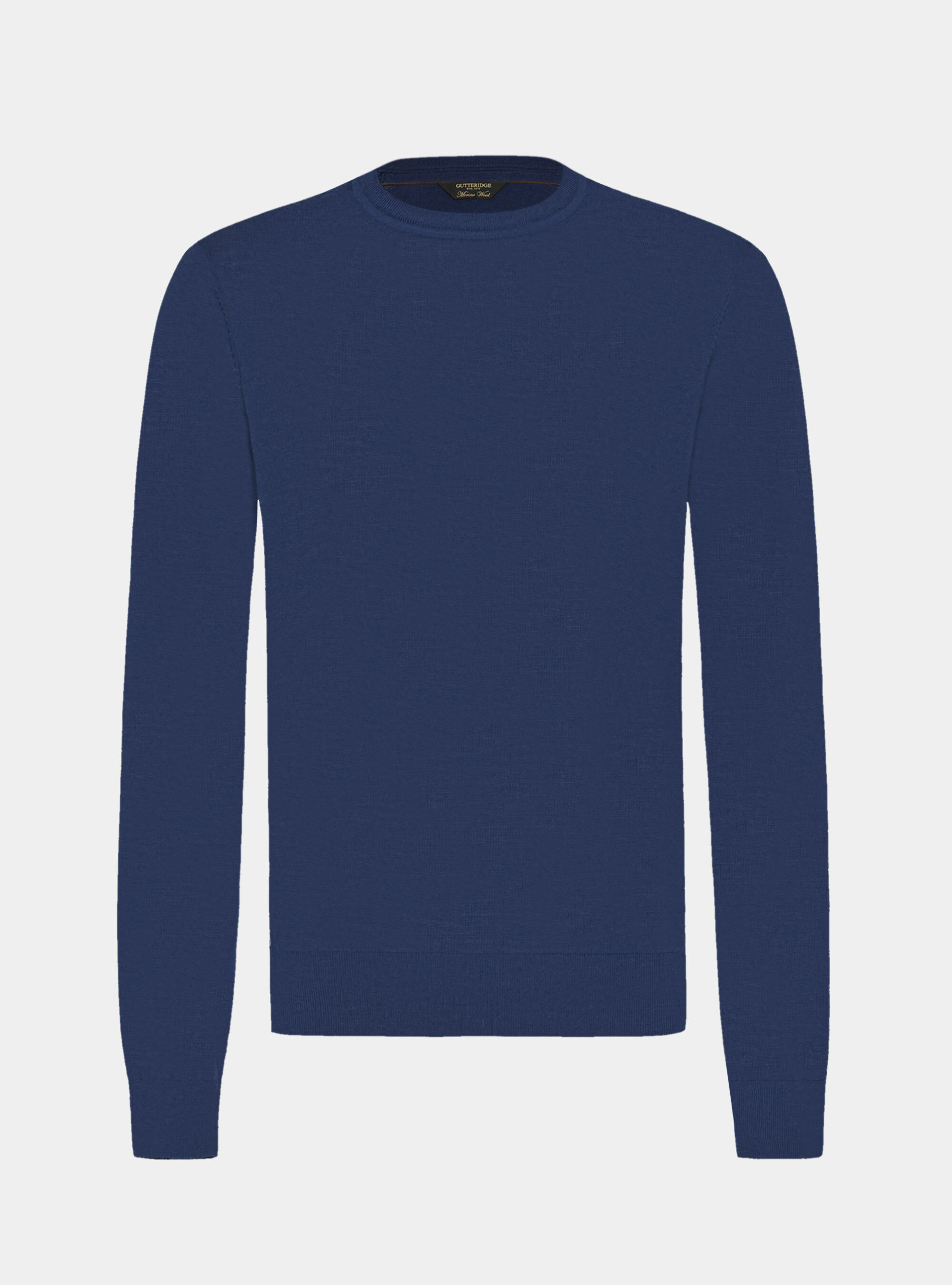 Crew-neck sweater in pure extra-fine merino wool, INK