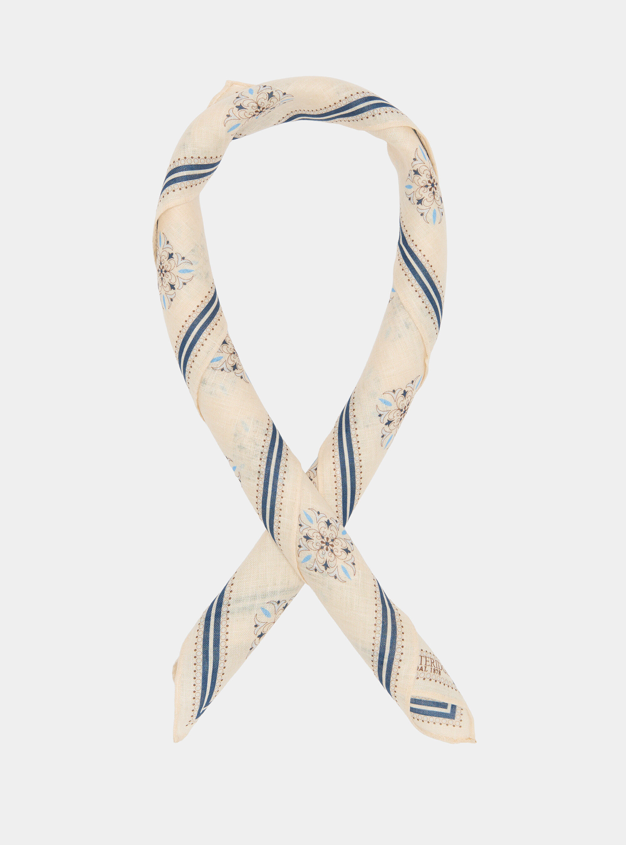 Foulard en lin &agrave; motifs