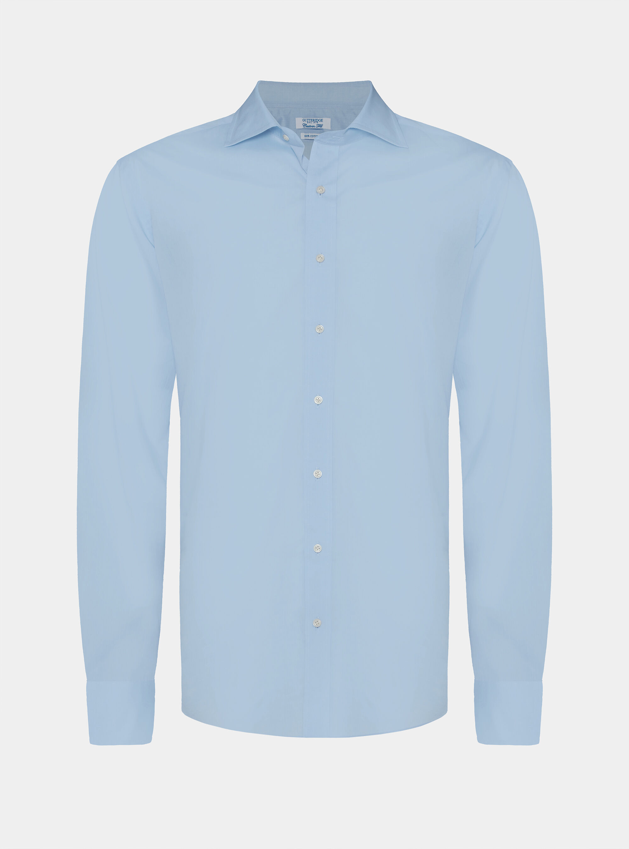 Custom-fit cotton poplin shirt, LIGHT BLUE