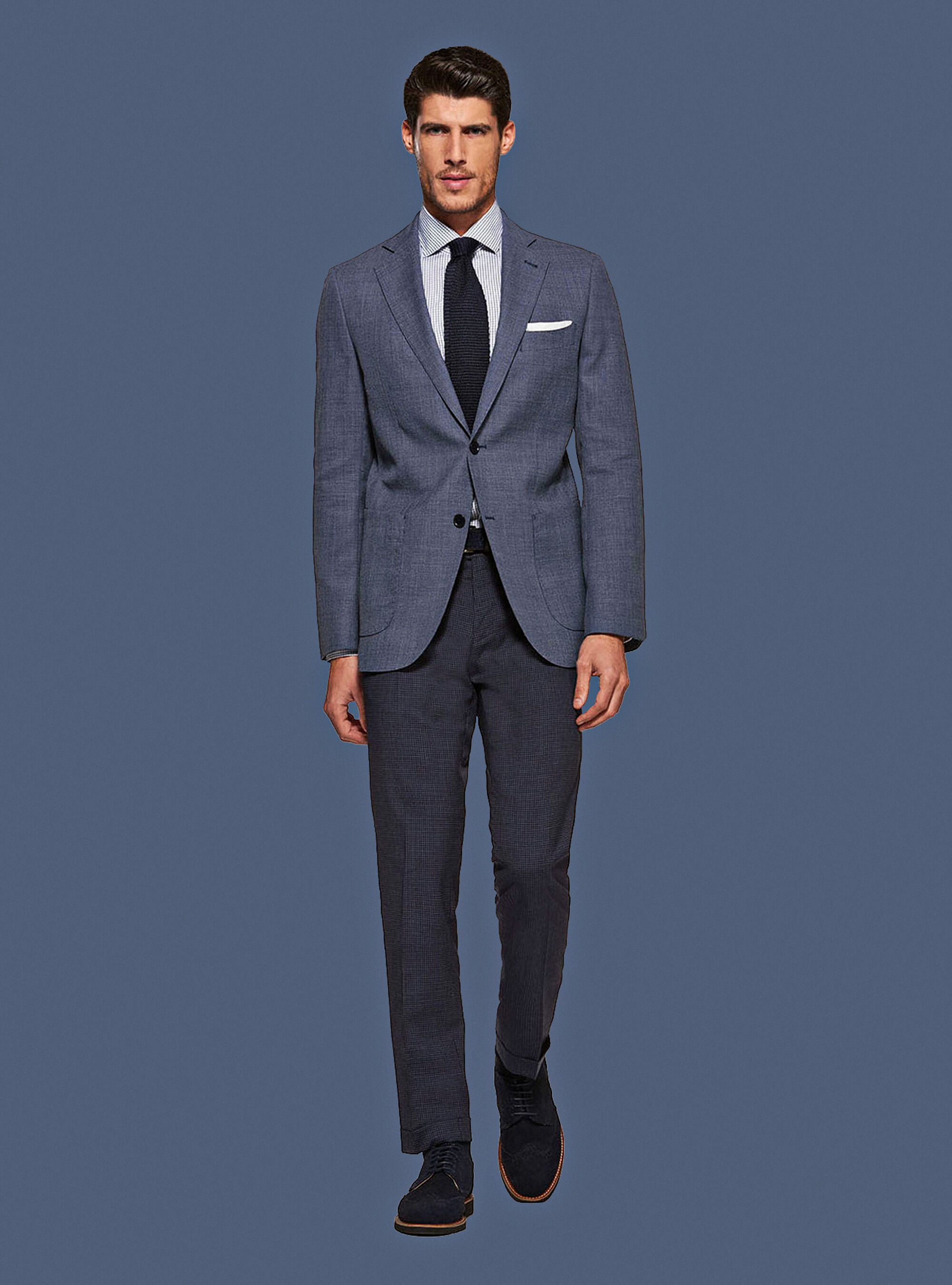 Micro-textured pure wool blazer, INK