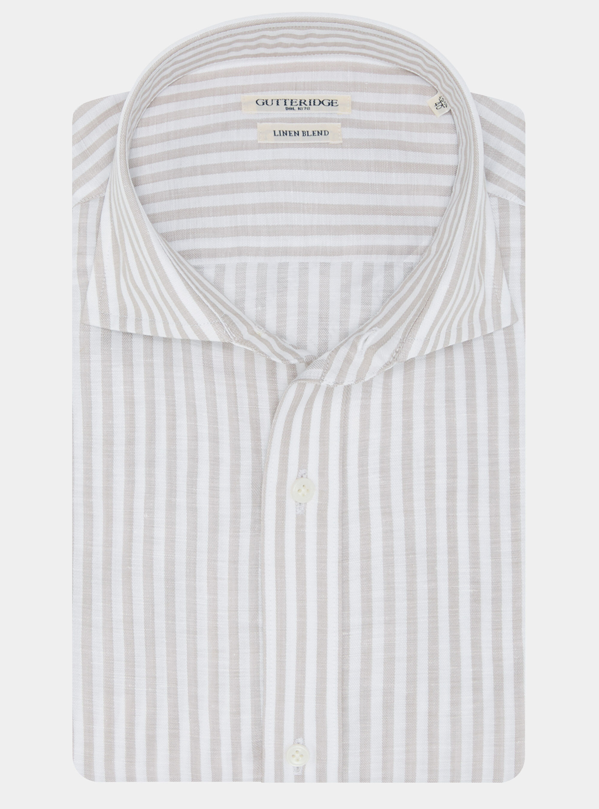 Camicia rigata in misto lino, SABBIA