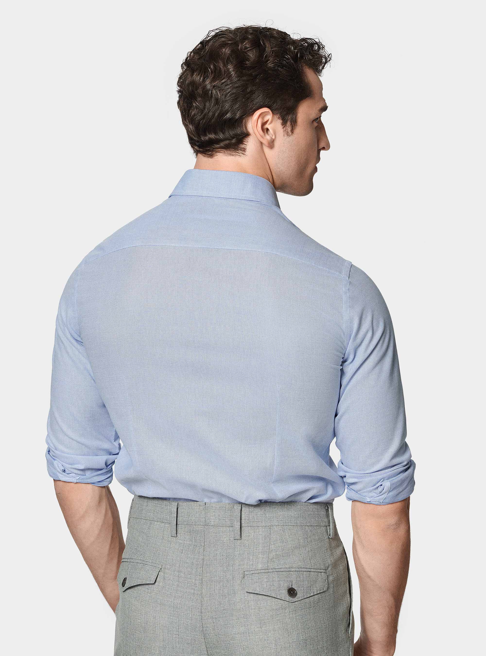 Chemise textur&eacute;e en coton m&eacute;lang&eacute;, BLEU CIEL