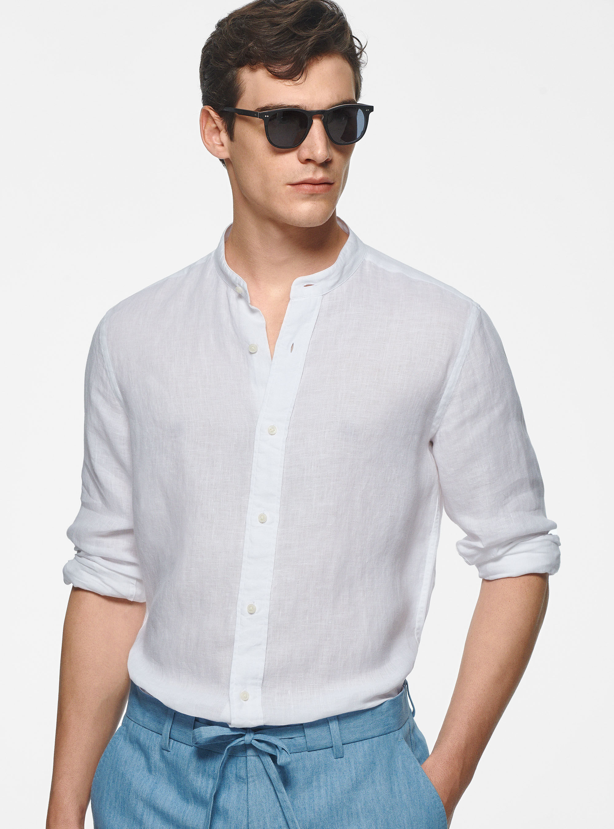 Camicia coreana in puro lino