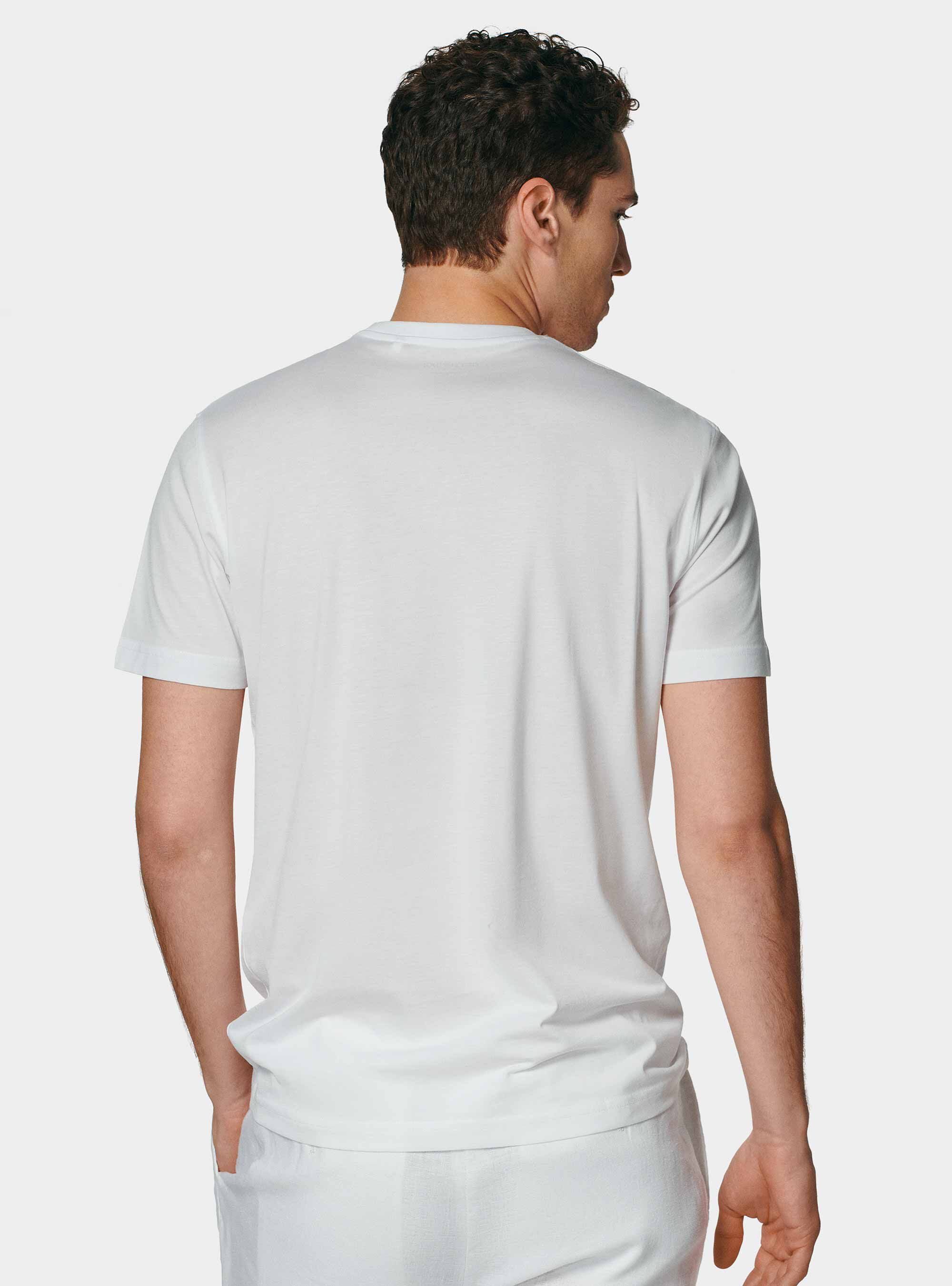 T-shirt &agrave; demi-manches en coton Supima, BLANC