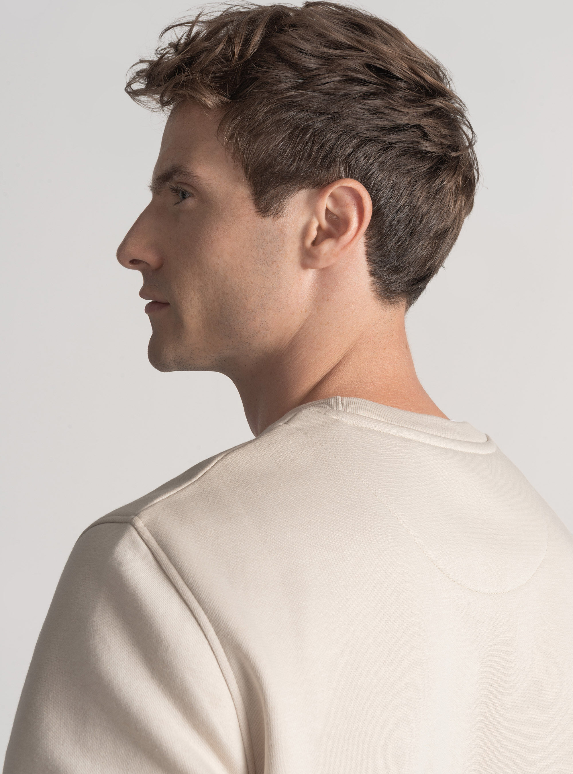 Crew-neck sweatshirt with logo, ECRU
