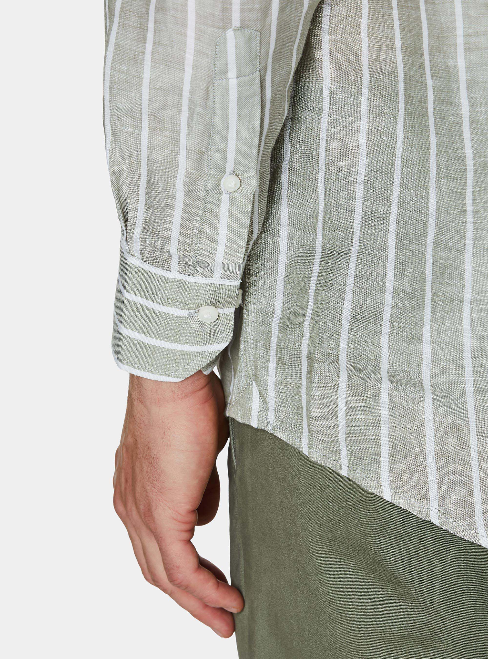 Linen blend striped shirt, SALVIA 0602C