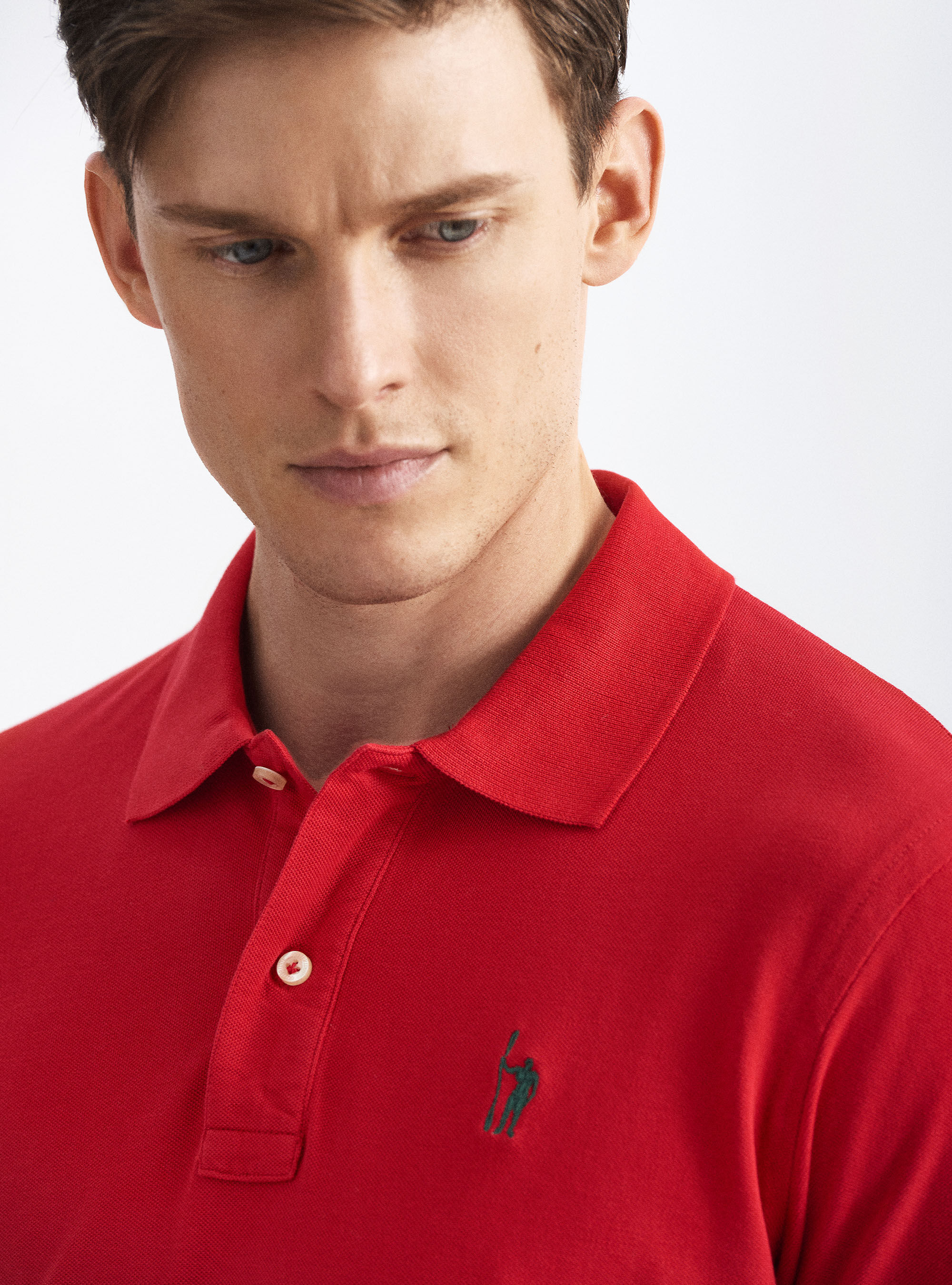 Klassisches Baumwoll-Piqu&eacute;-Polo mit Stickerei, ROSSO 0349C
