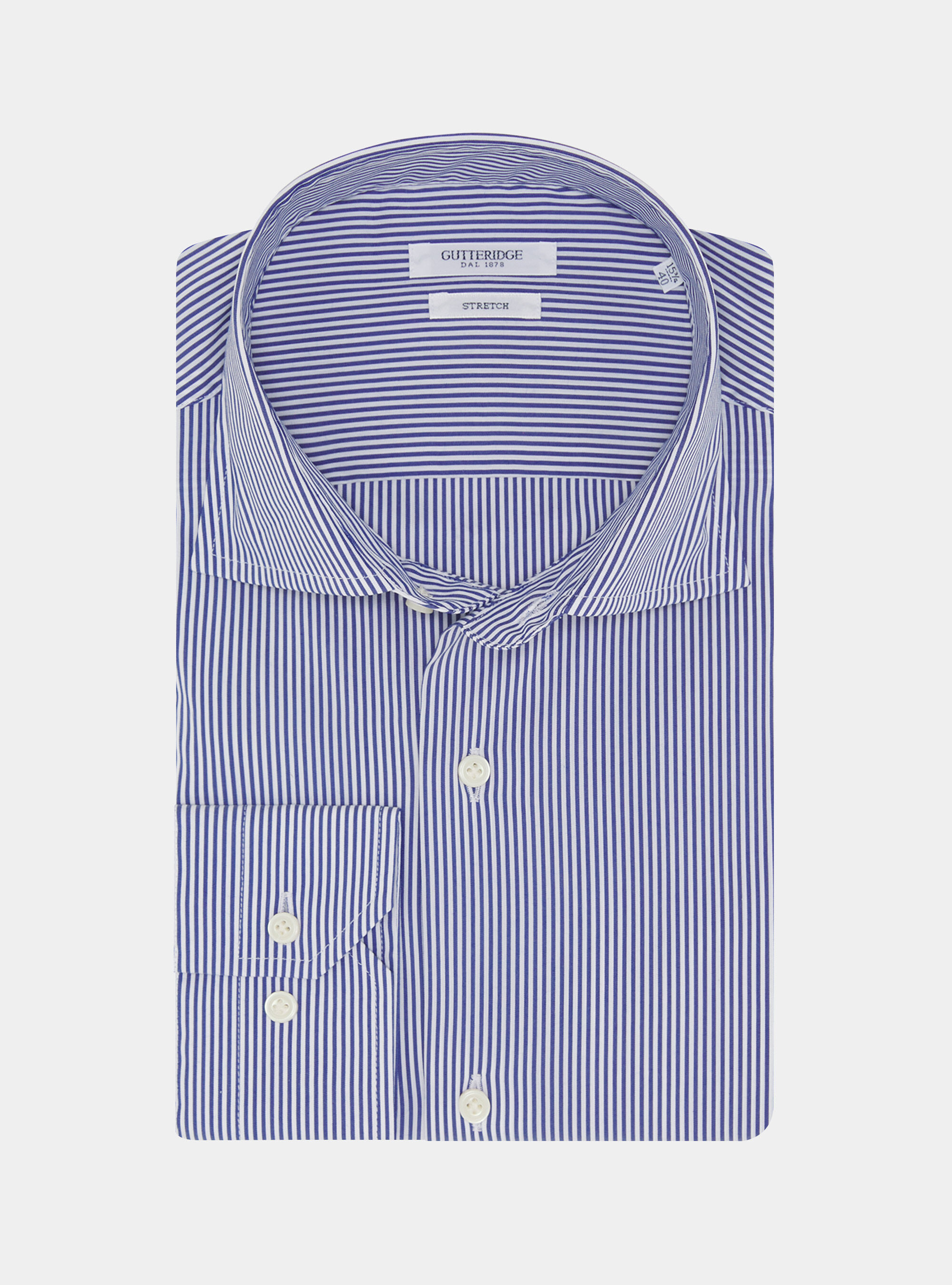 Chemise &agrave; rayures en popeline stretch, BLEU