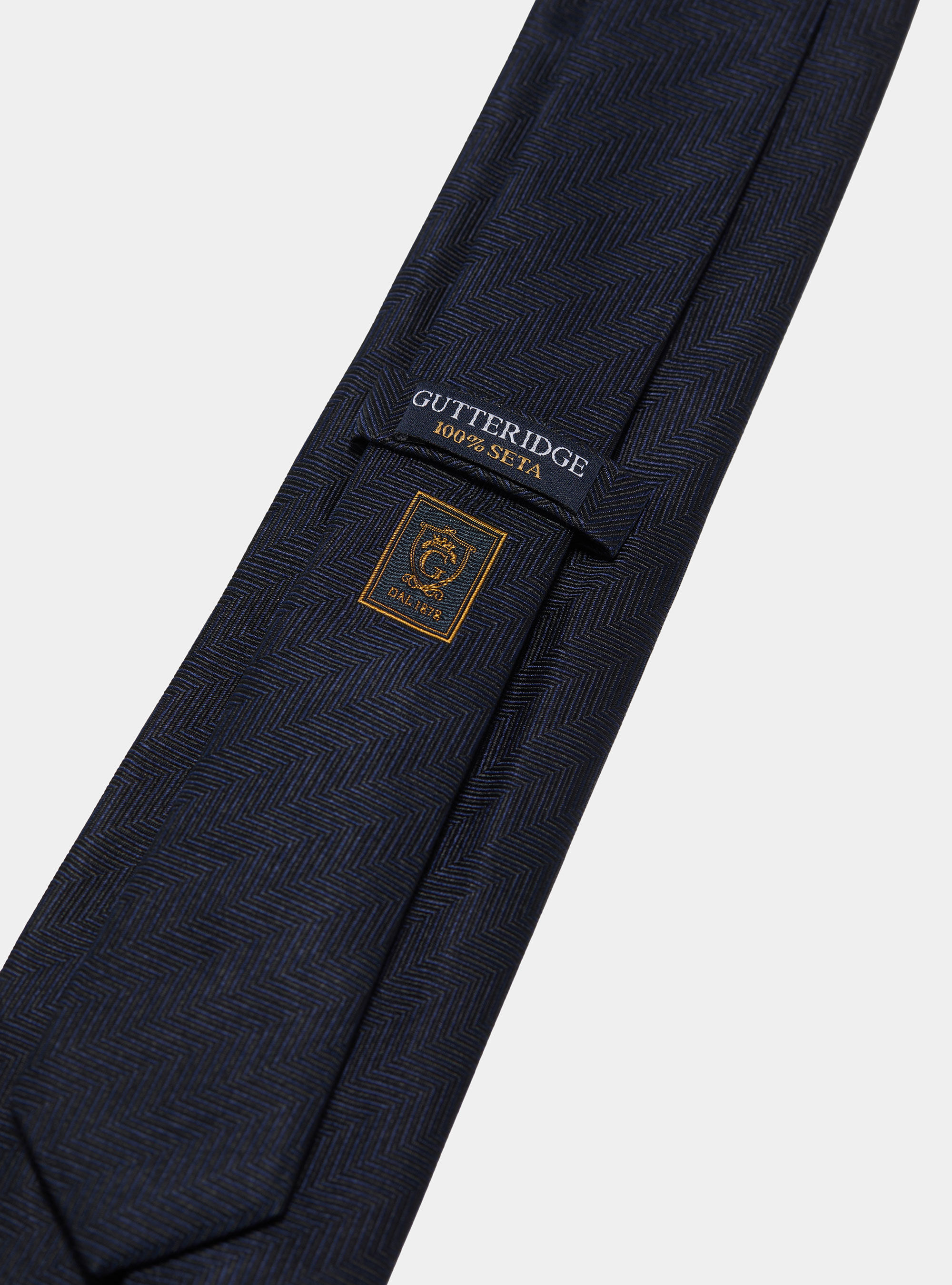 Herringbone silk tie, NAVY BLUE