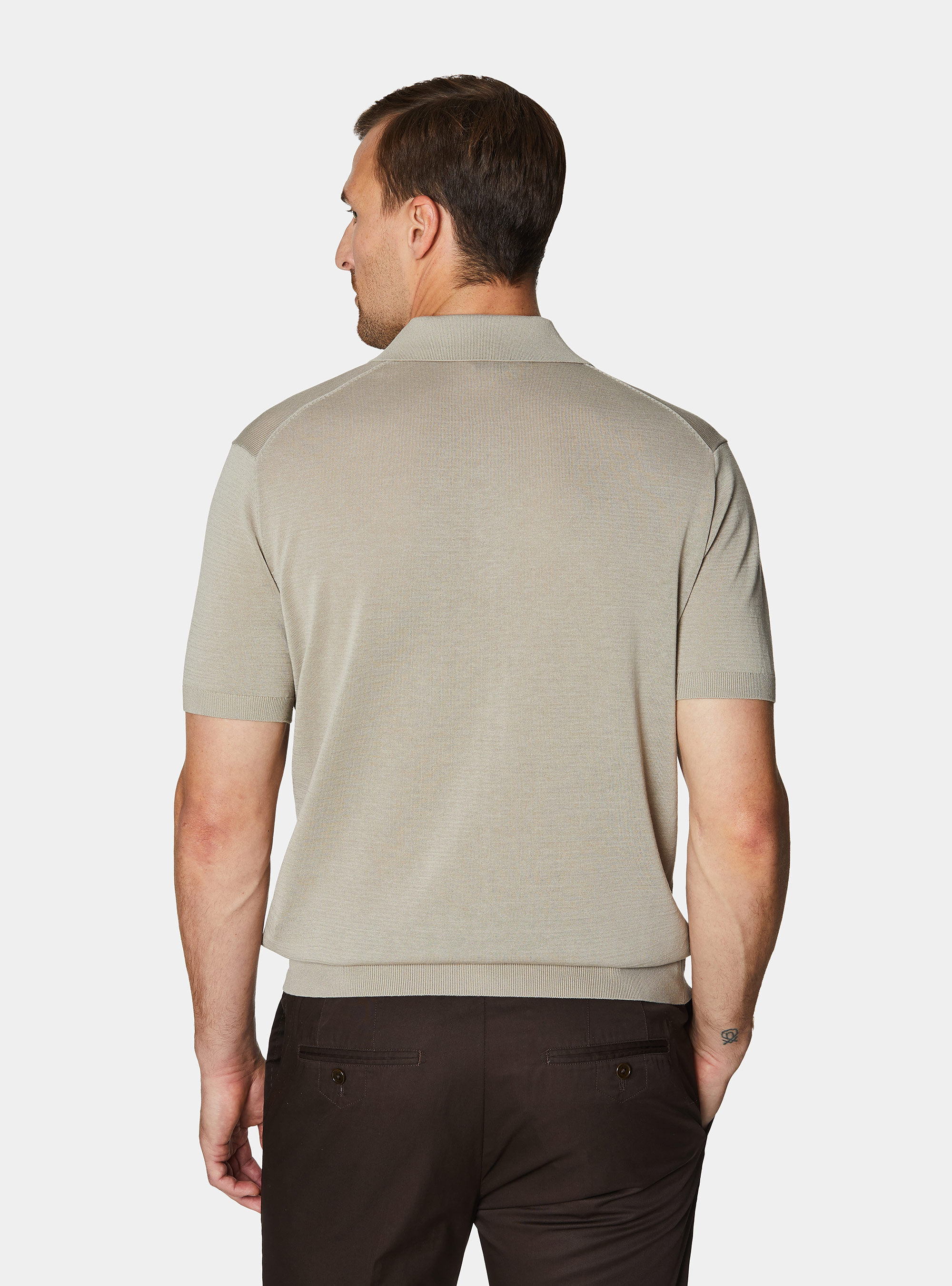 Cotton and silk polo shirt, SAND