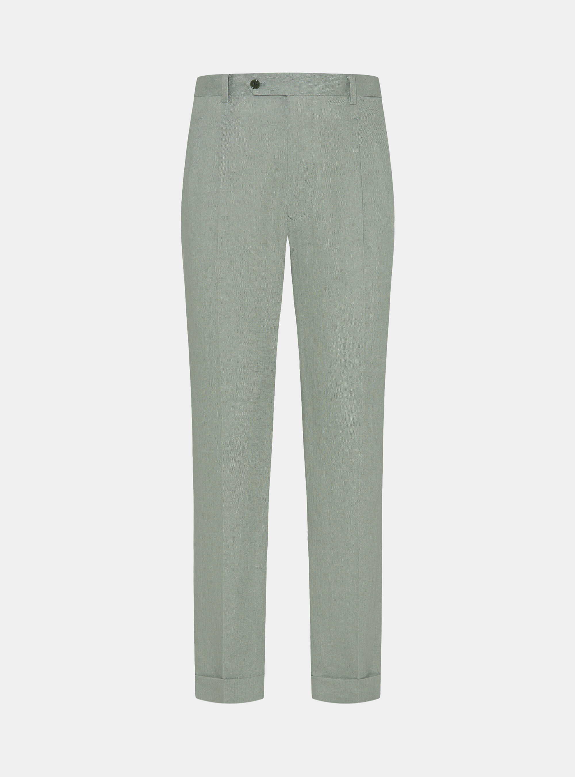 Pantal&oacute;n de lino puro con doble pinza, SALVIA 0602C