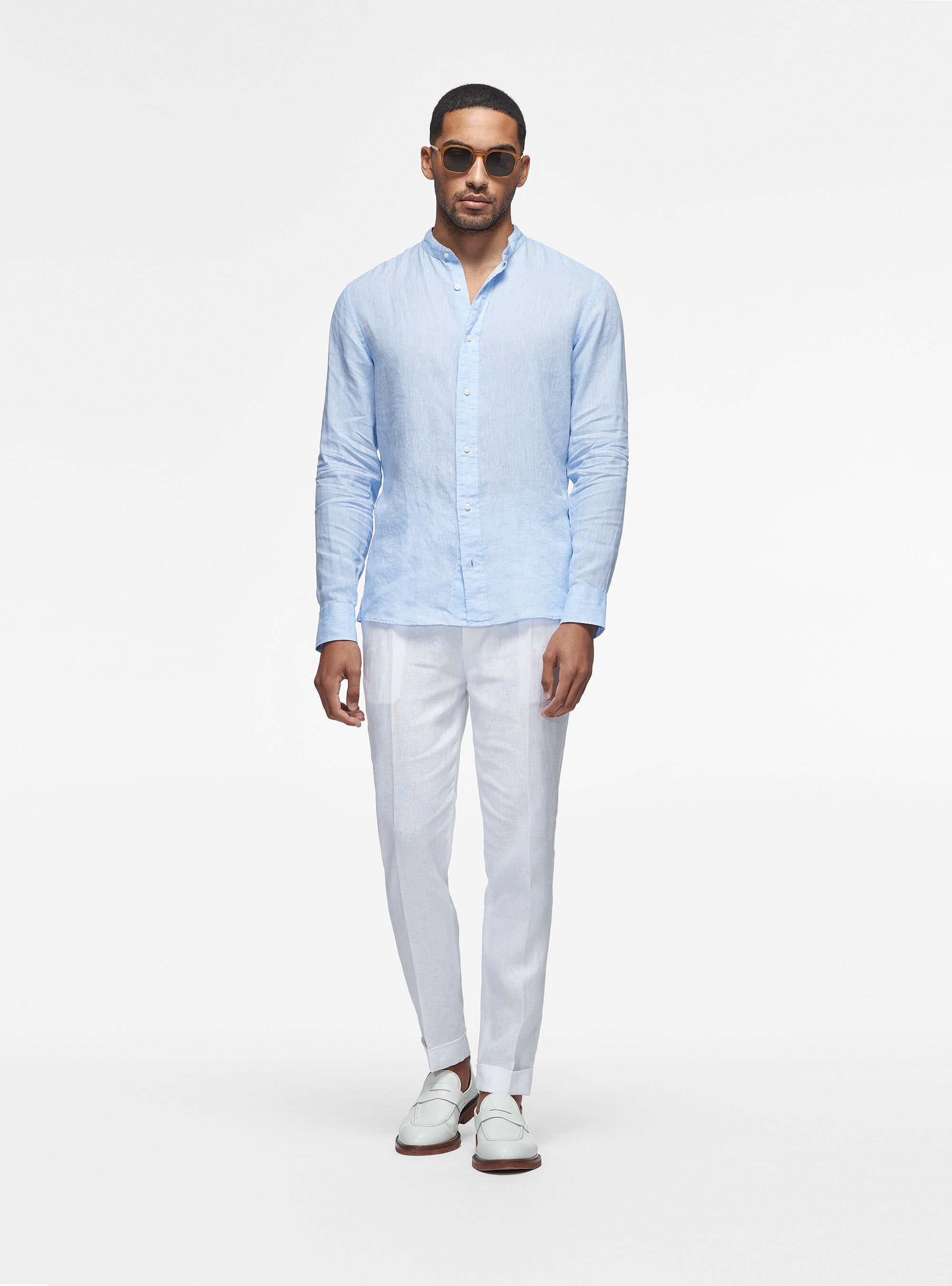 Camicia coreana in puro lino