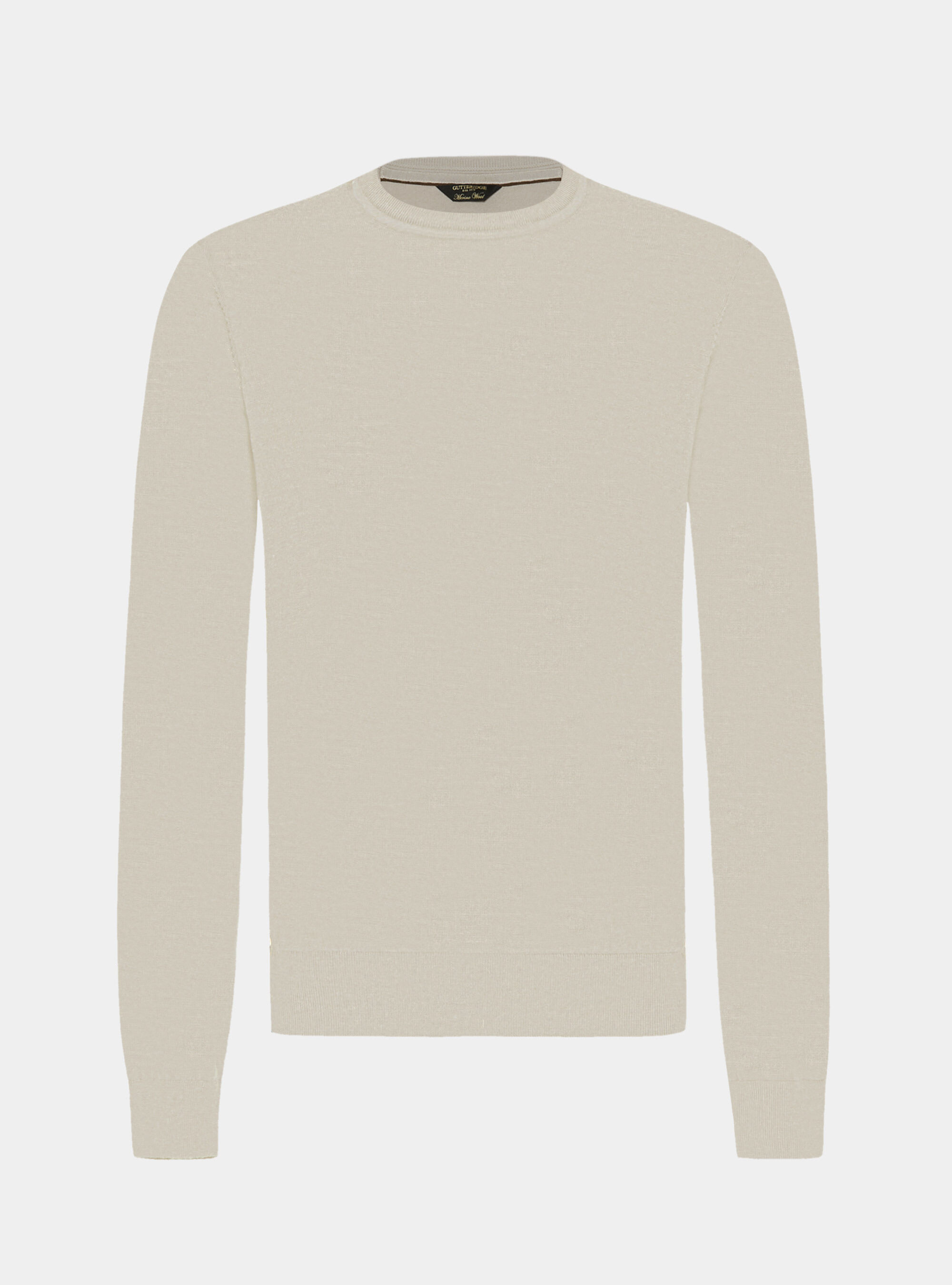 Crew-neck sweater in pure extra-fine merino wool, SAND