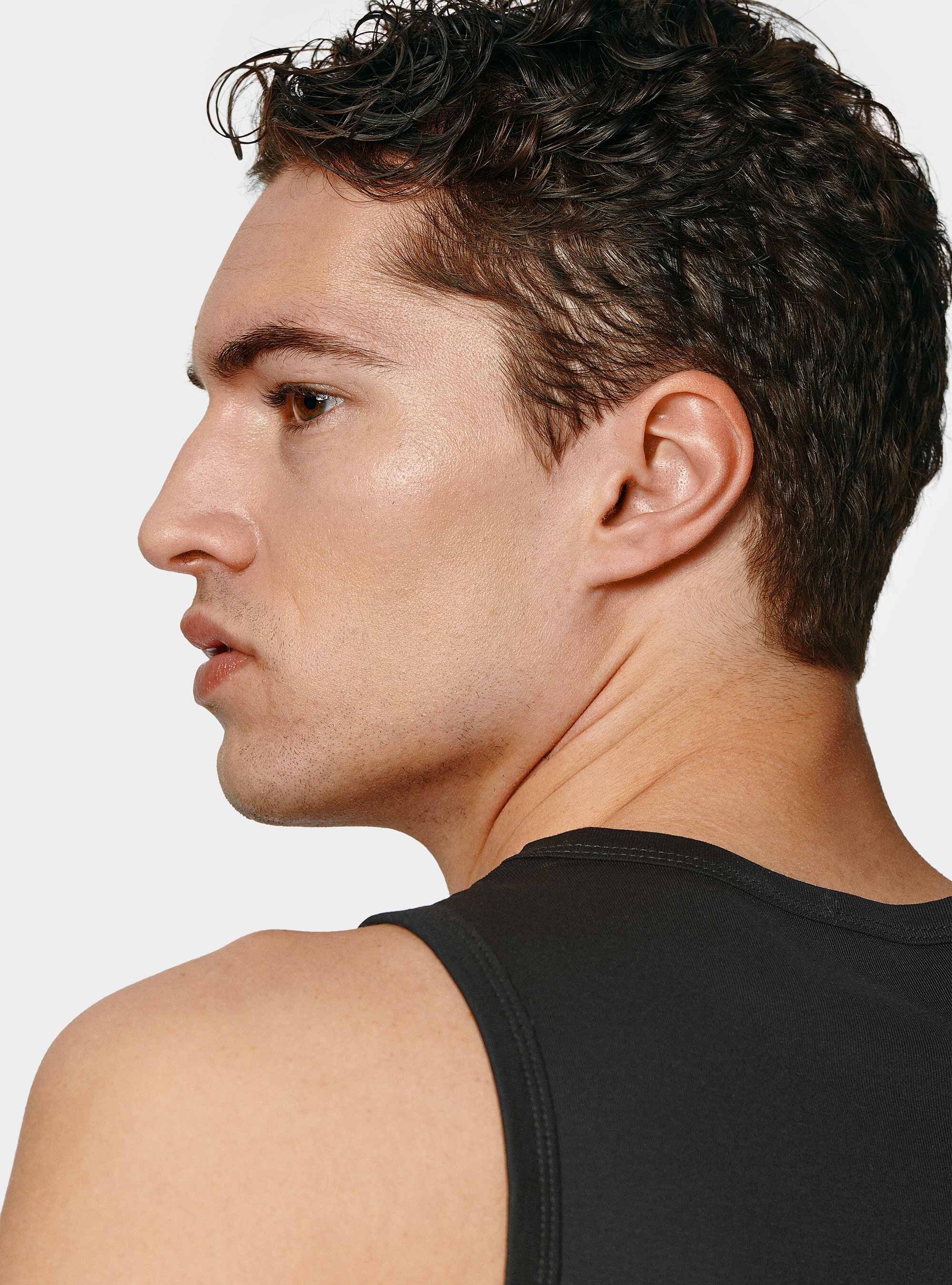 Cotton thread tank top, BLACK