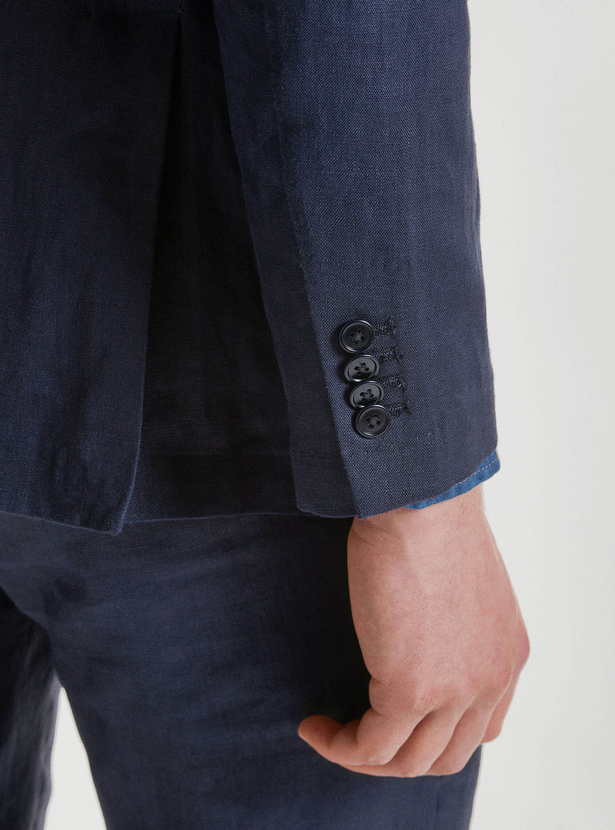 Pure linen suit blazer, NAVY BLUE