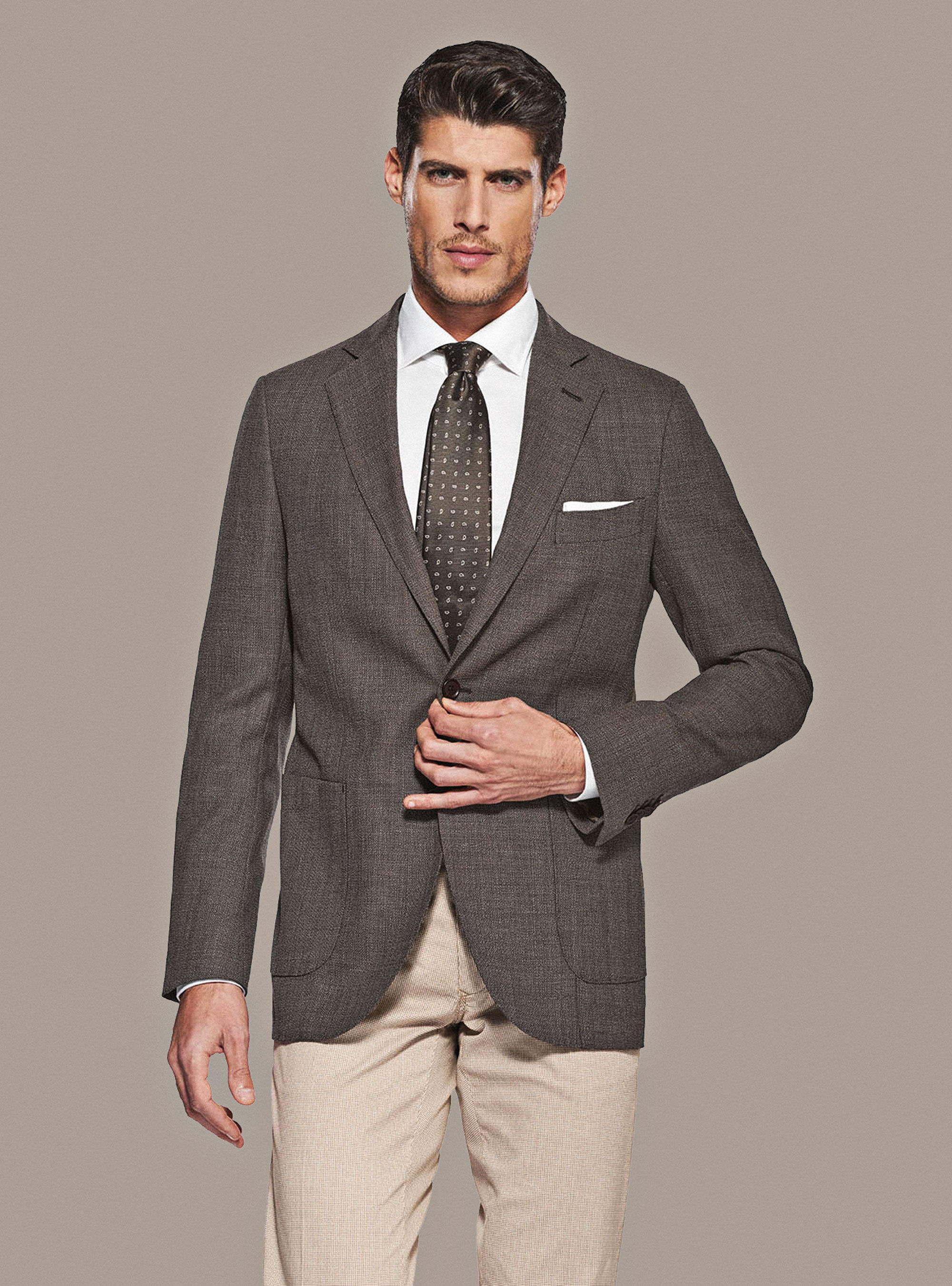 Micro-textured pure wool blazer, NOCCIOLA 0509C