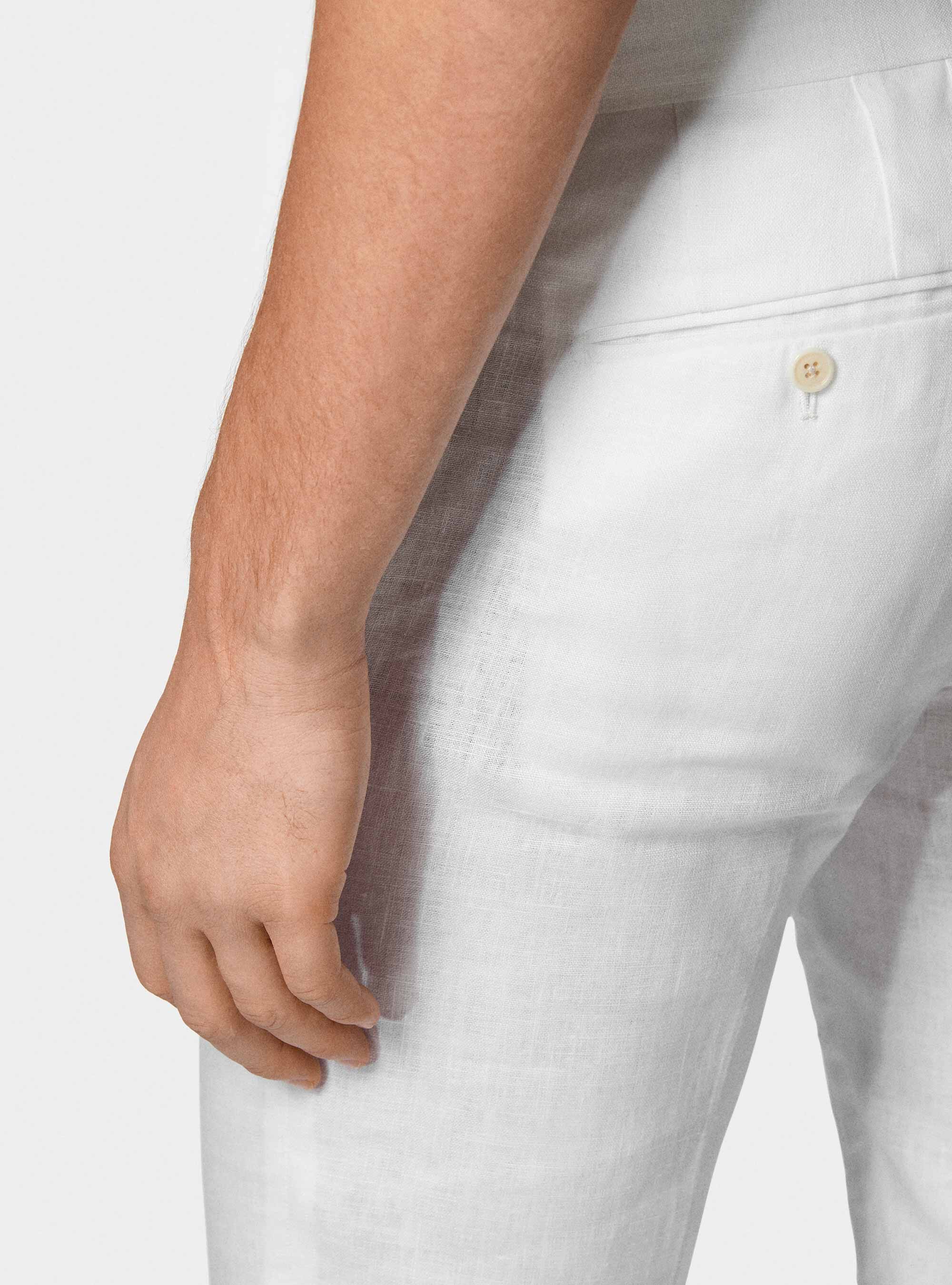 Pantaloni abito in puro lino, BIANCO