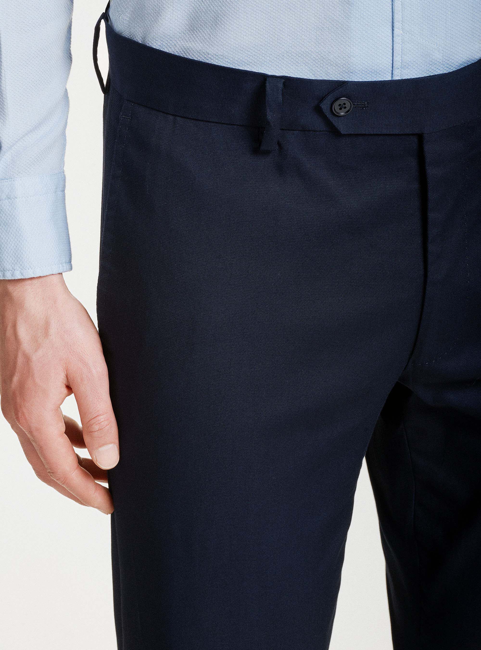 Armoured cotton suit trousers, NAVY BLUE