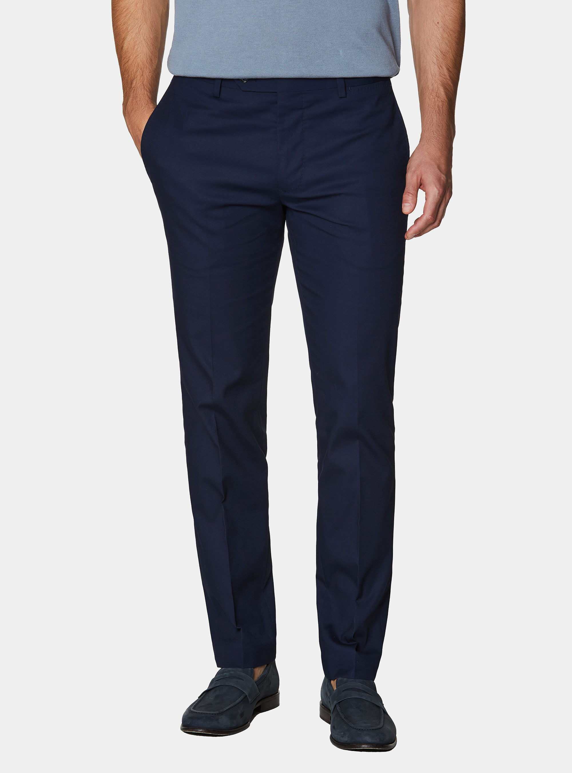 Cotton suit trousers, NAVY BLUE