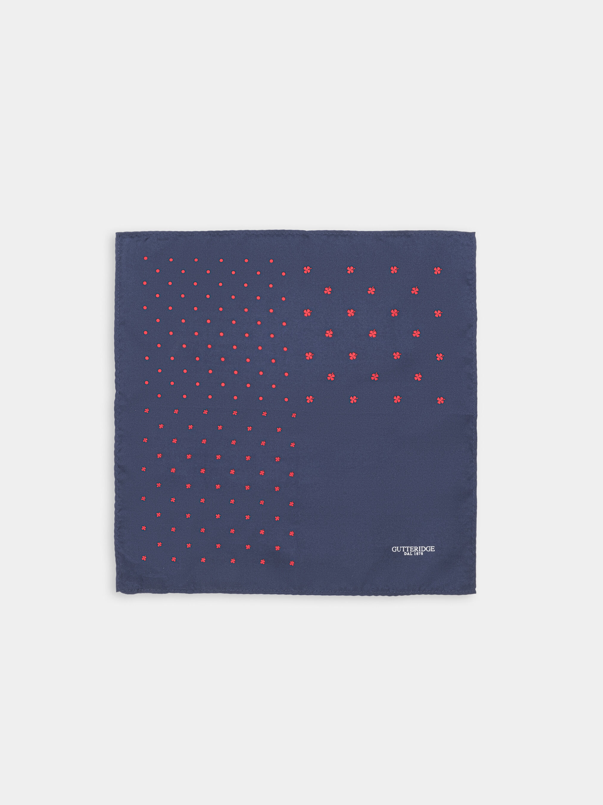 Micro patterned silk pocket square, RED
