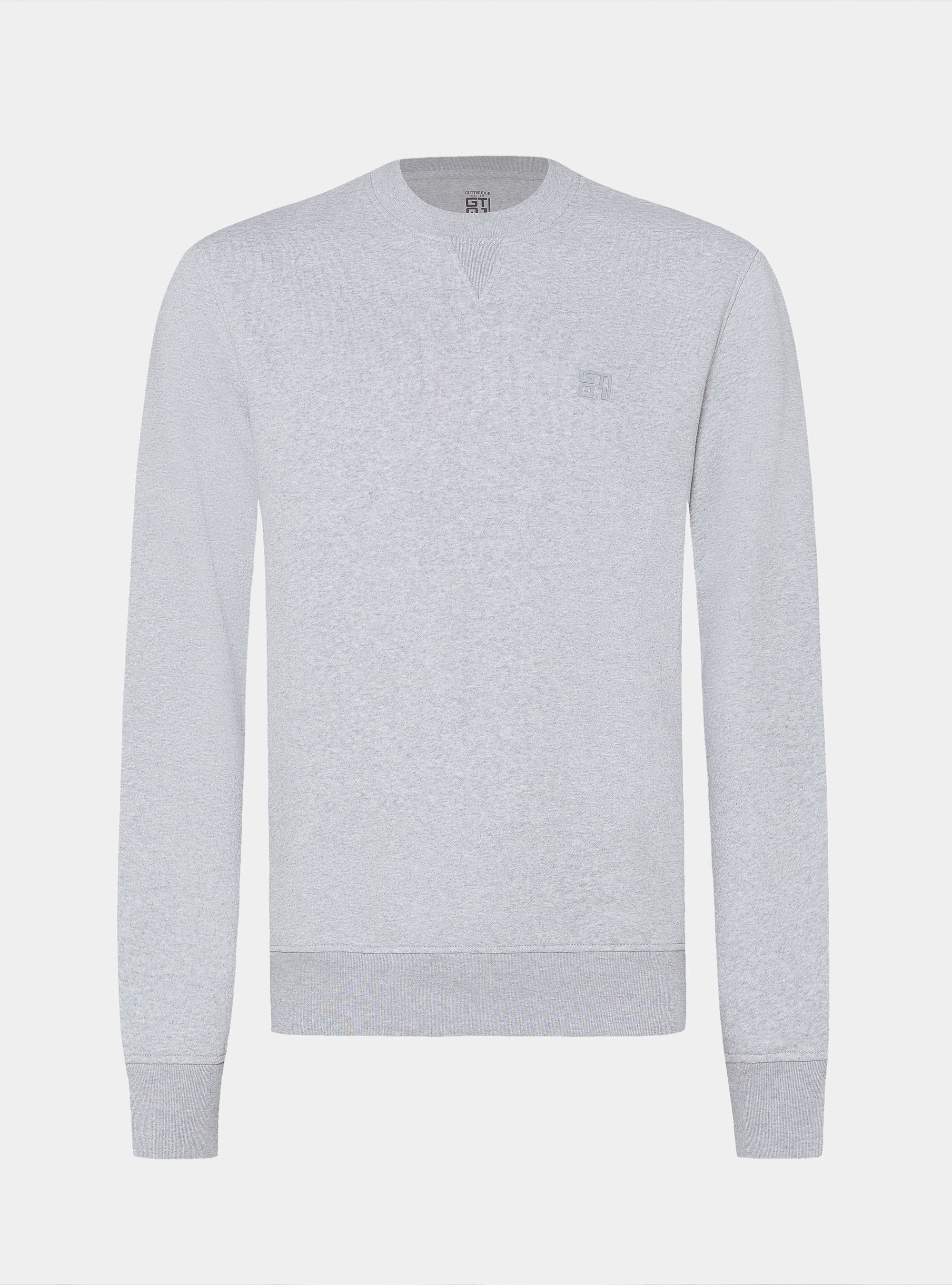 Crew neck sweatshirt with rubberised logo GT01, GRIGIO MELANGE 0151C