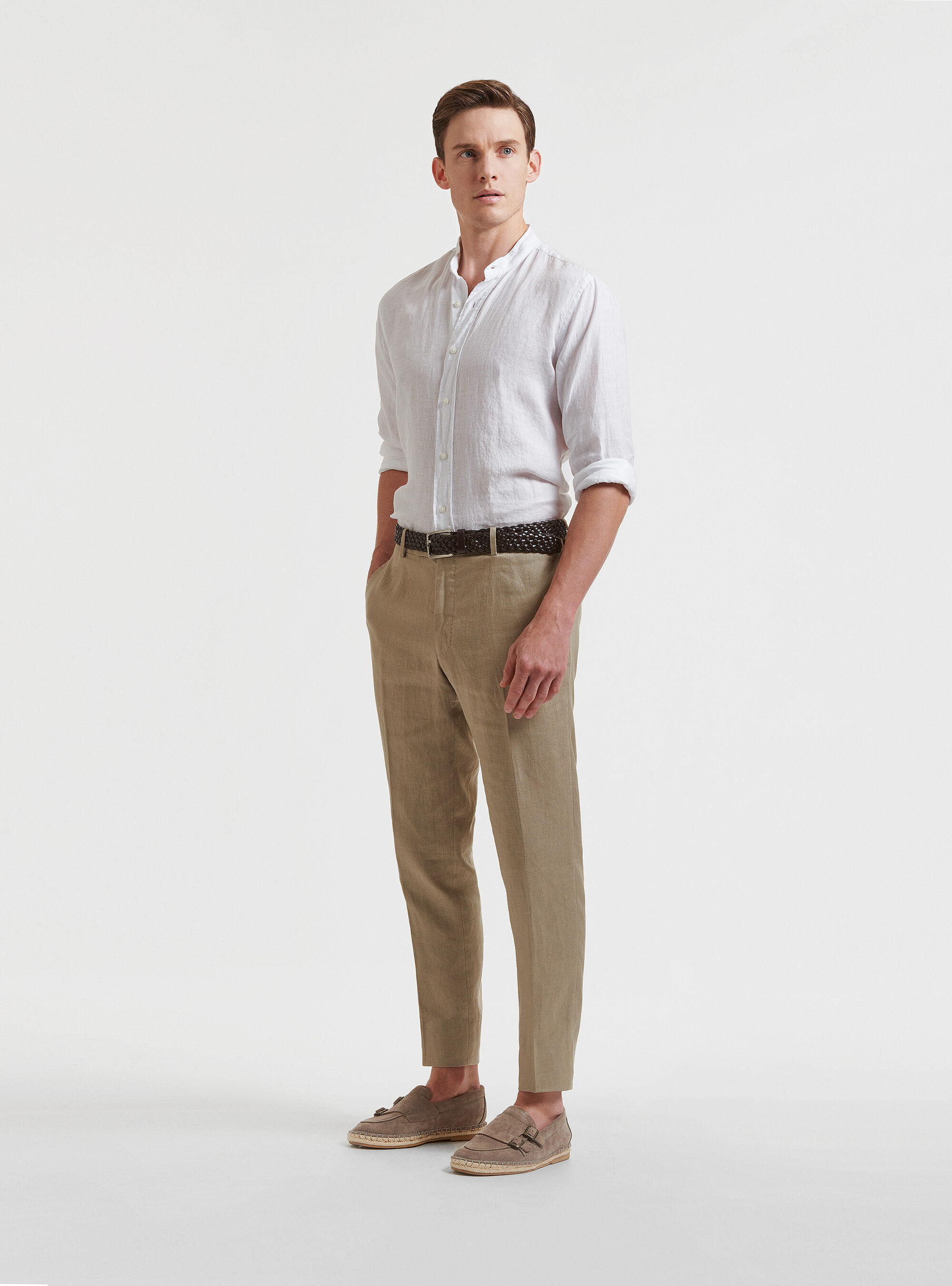 Korean collar shirt 100% linen