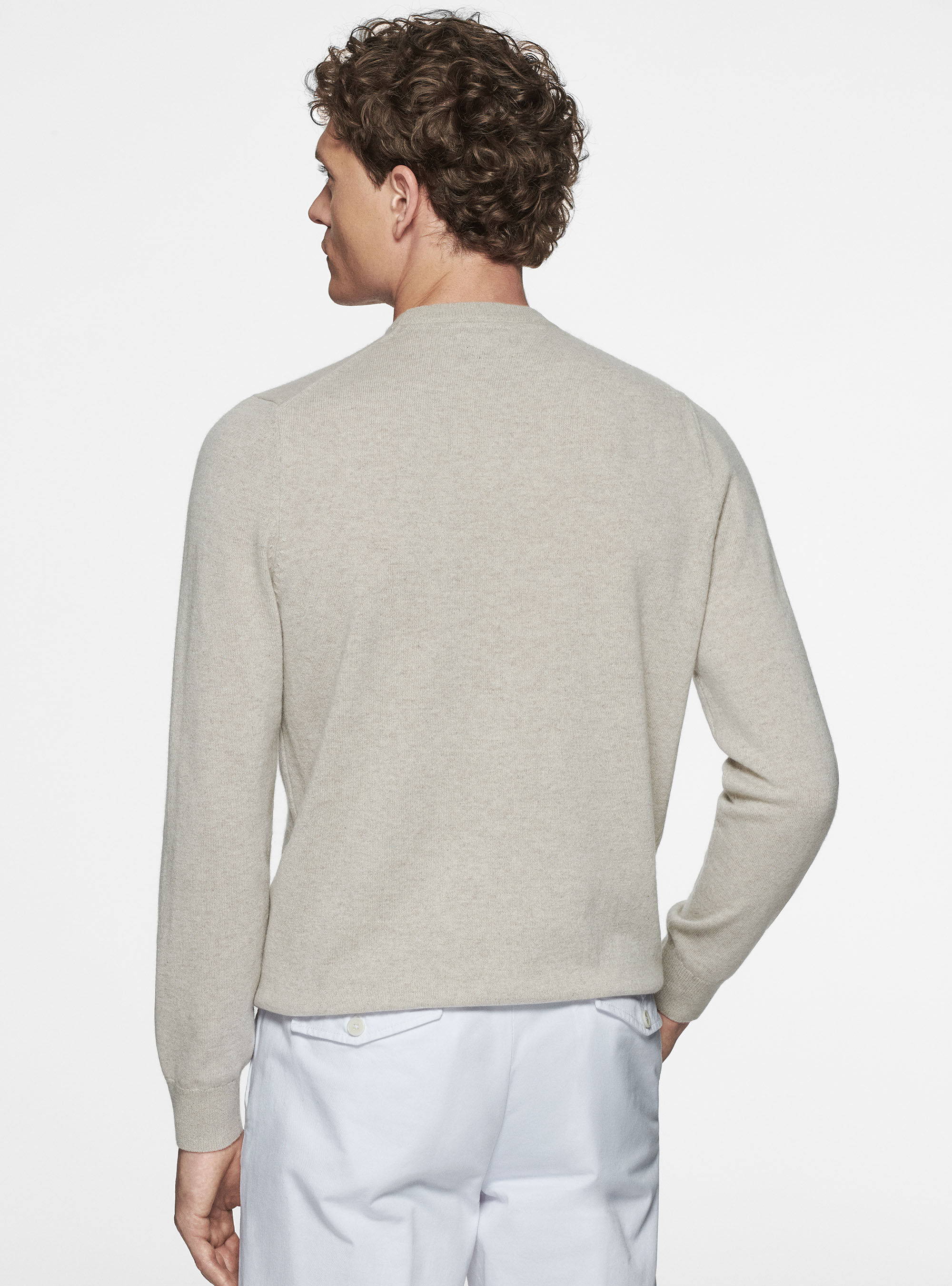 Pullover mit Rundhalsausschnitt aus Kaschmir, ECRU 0560C