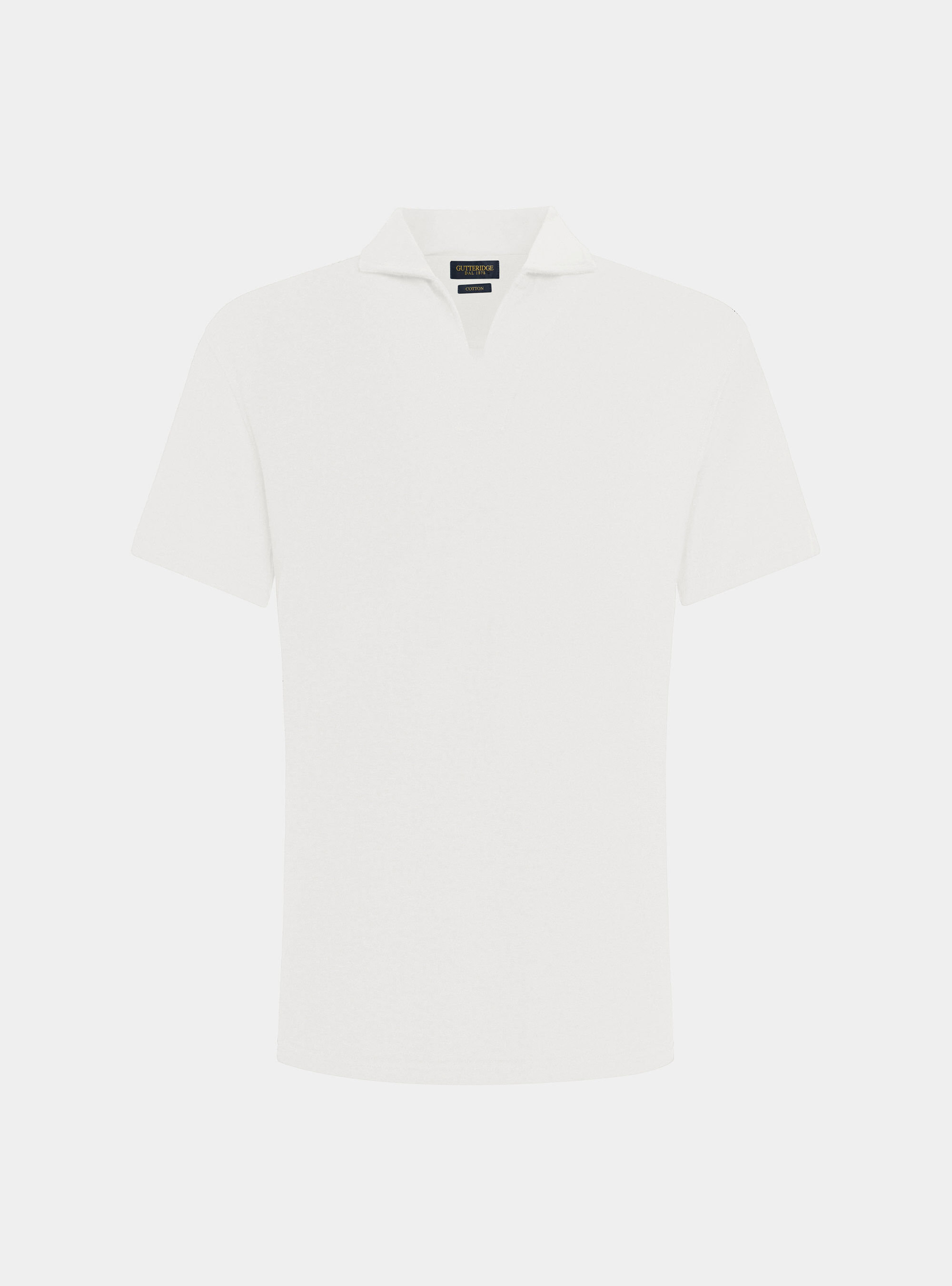 Maglia a polo in puro cotone spugna, BIANCO