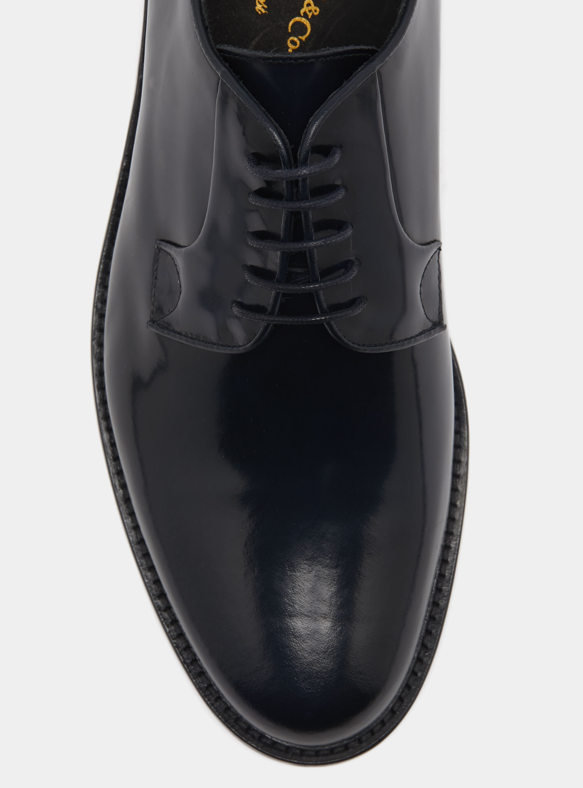 Abrasivated leather derby, NAVY BLUE