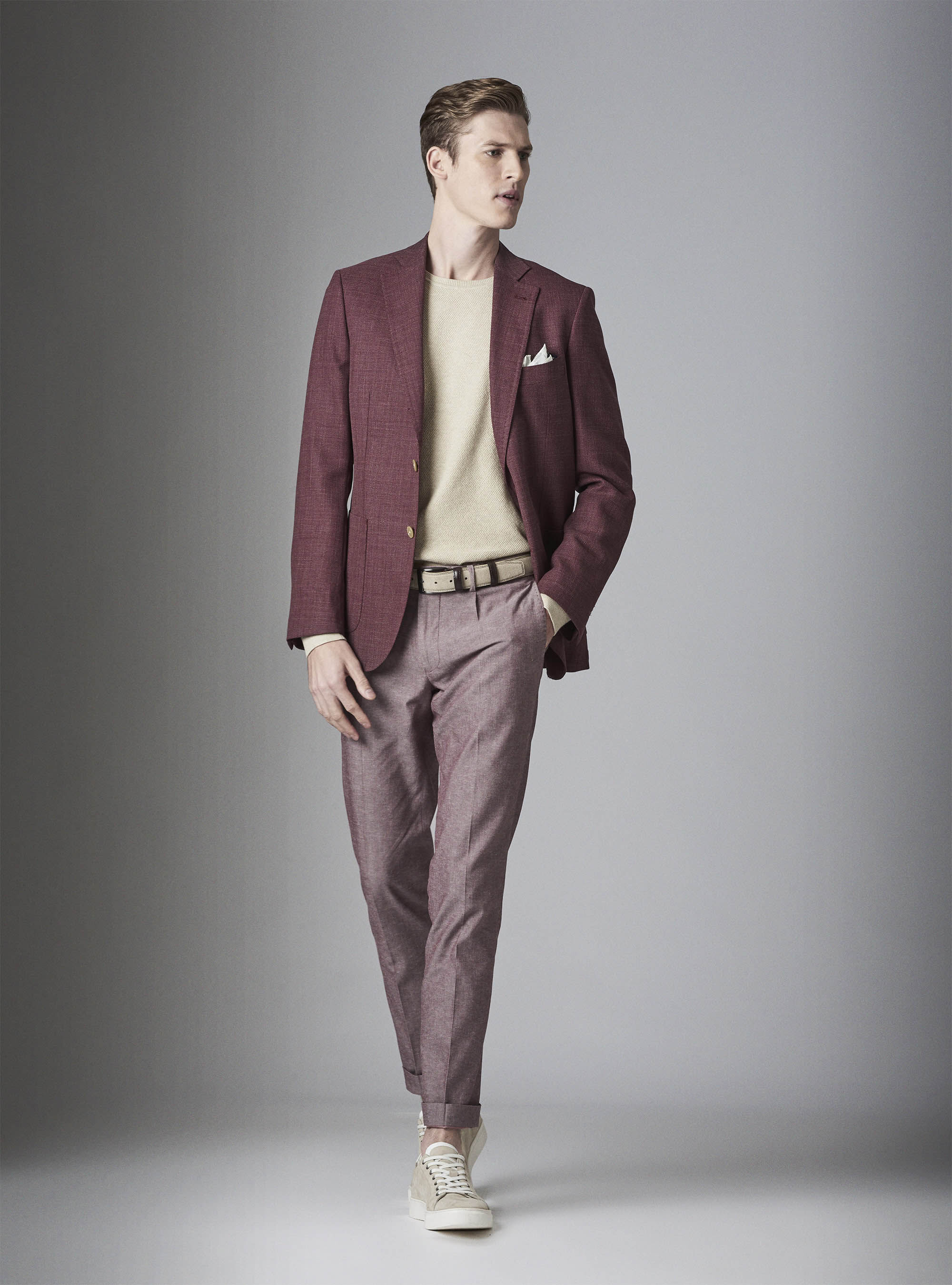 Micro-textured pure wool blazer, BORDEAUX