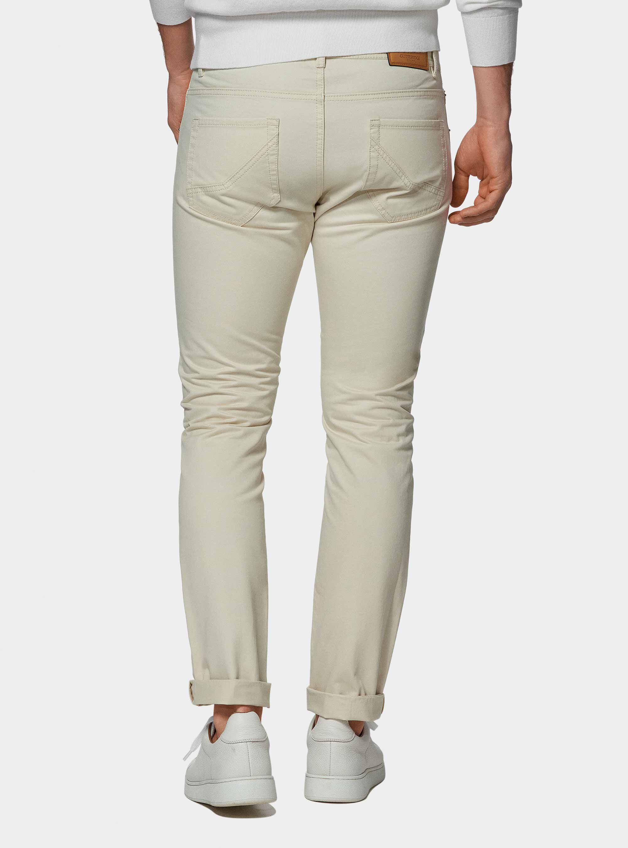 Cotton twill 5-pocket trousers, OFF-WHITE