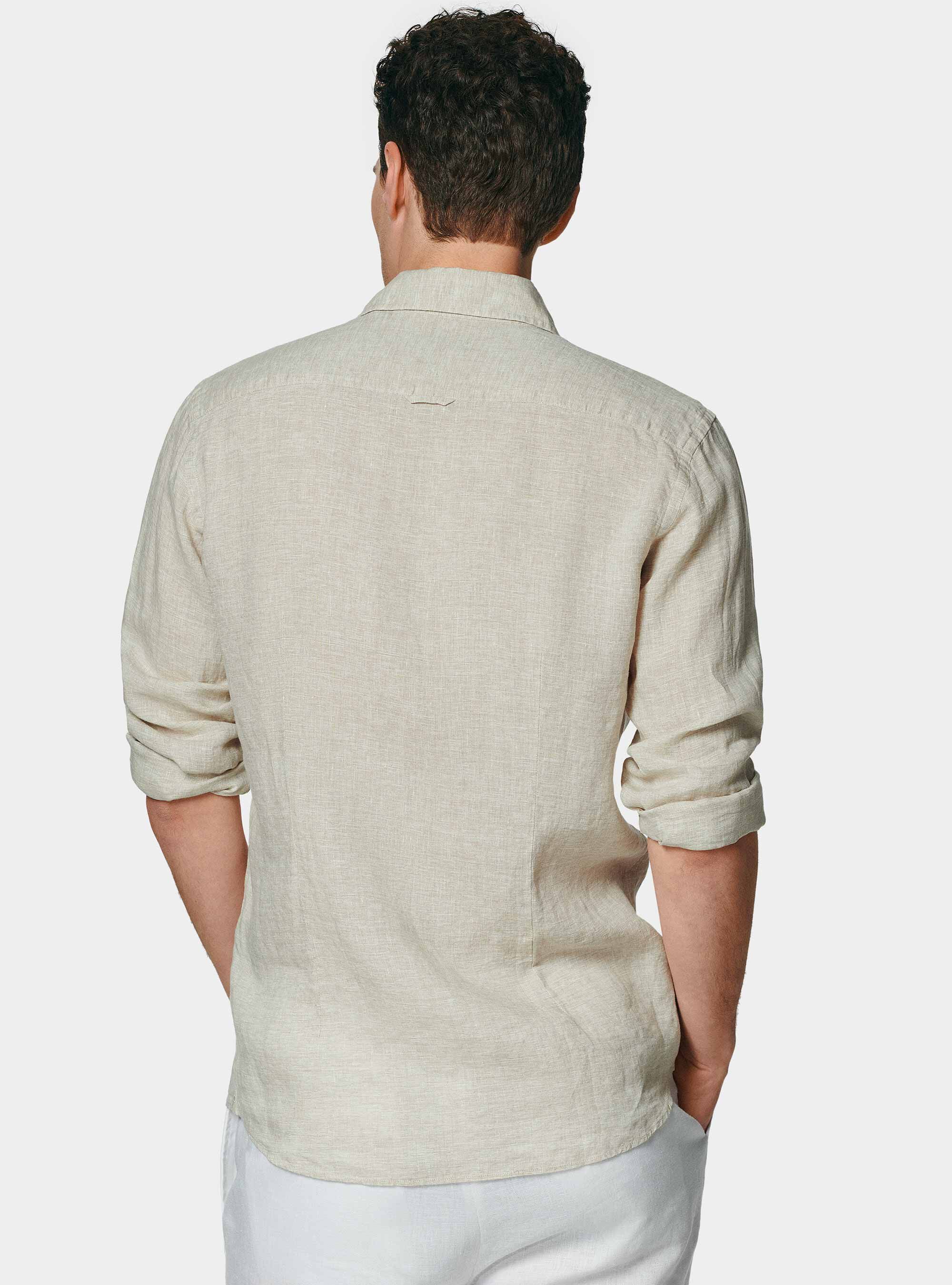 Pure linen shirt, ECRU MELANGE 0562C