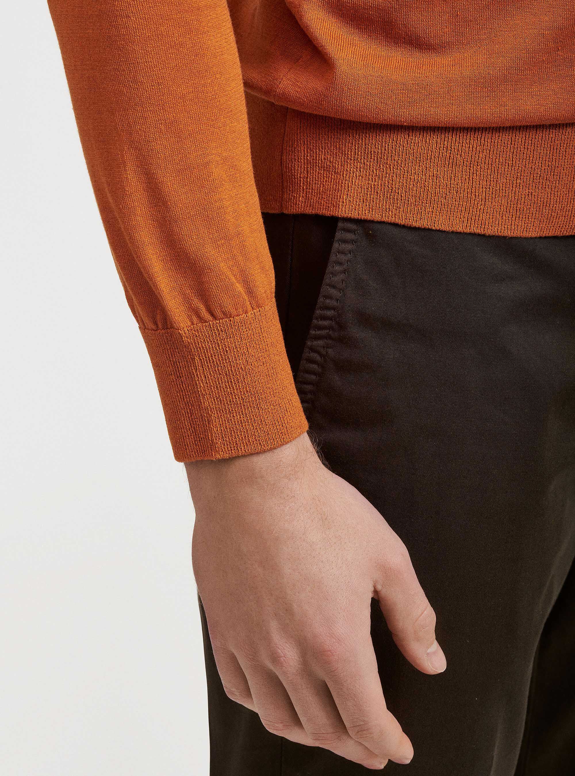 Silk and cotton crew-neck sweater, ORANGE