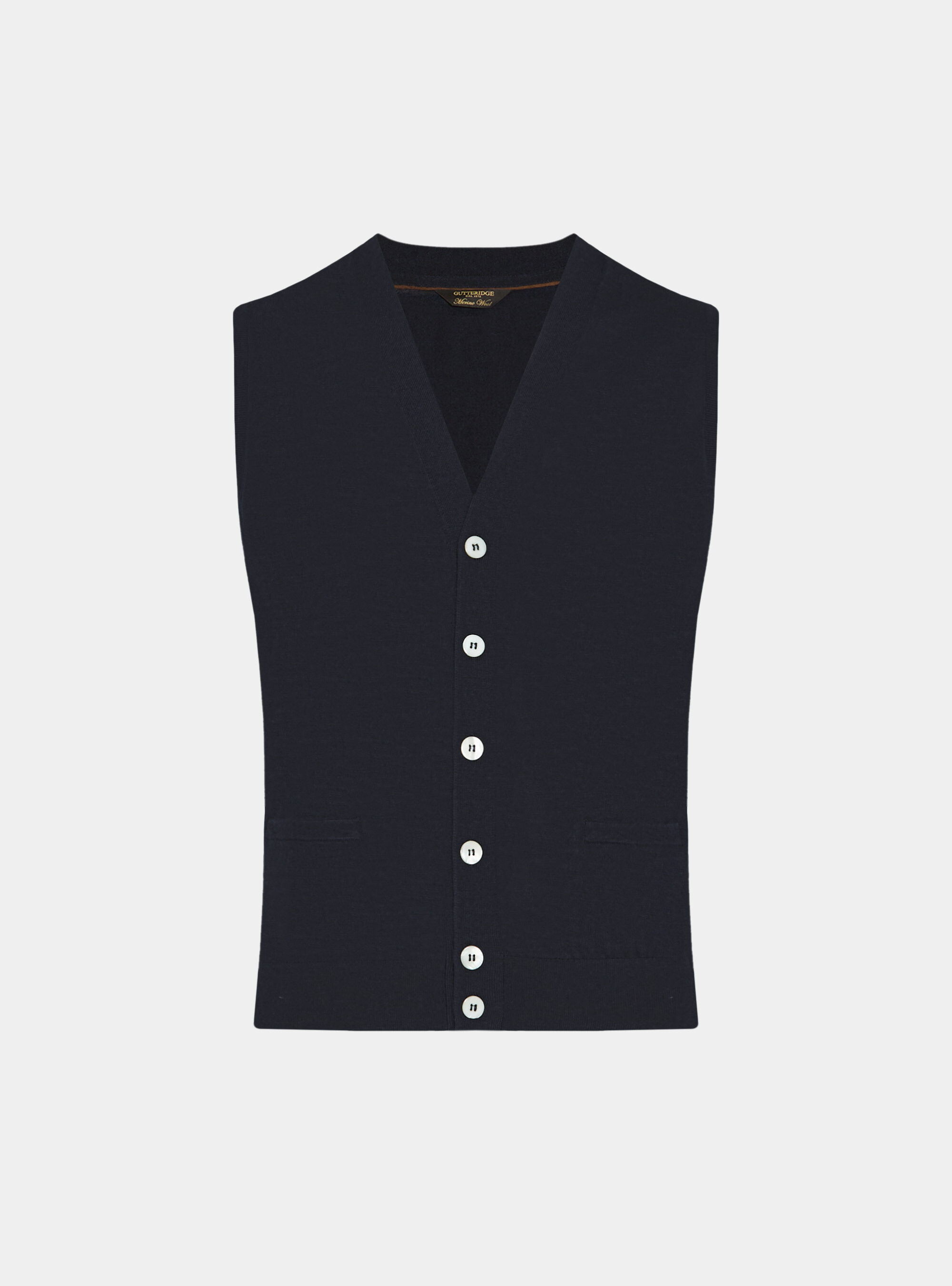 Gilet in maglia con bottoni in lana merino extrafine, BLU NAVY