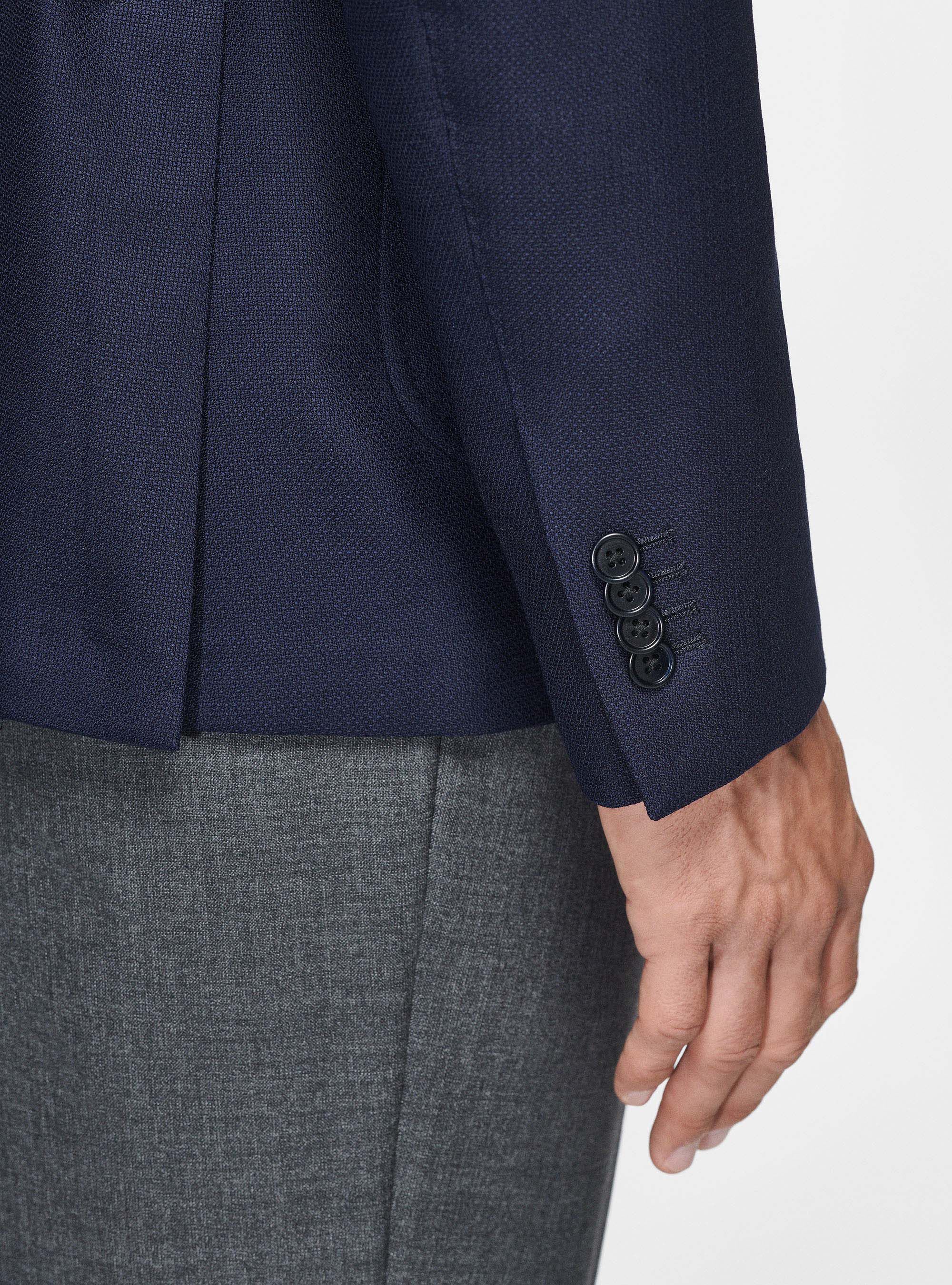 Giacca in pura lana hopsack, BLU NAVY