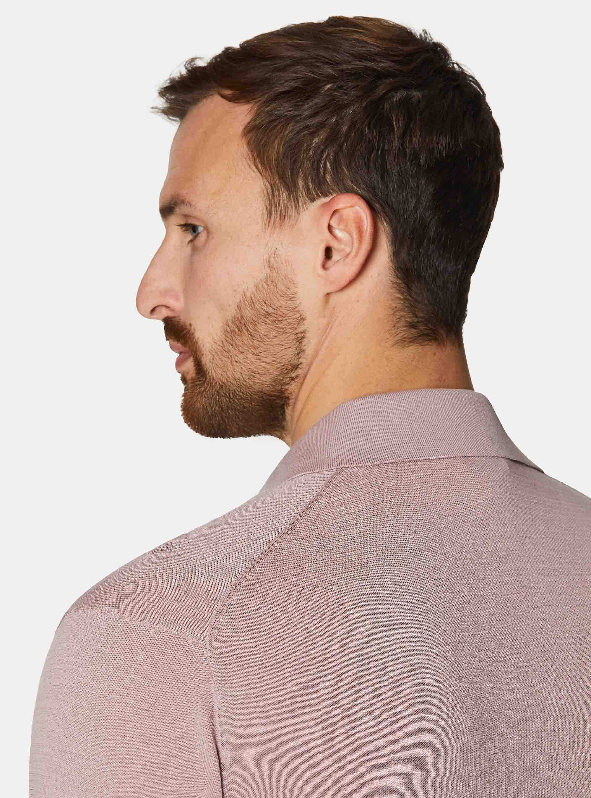 Cotton and silk polo shirt, 0441C ROSA SCURO