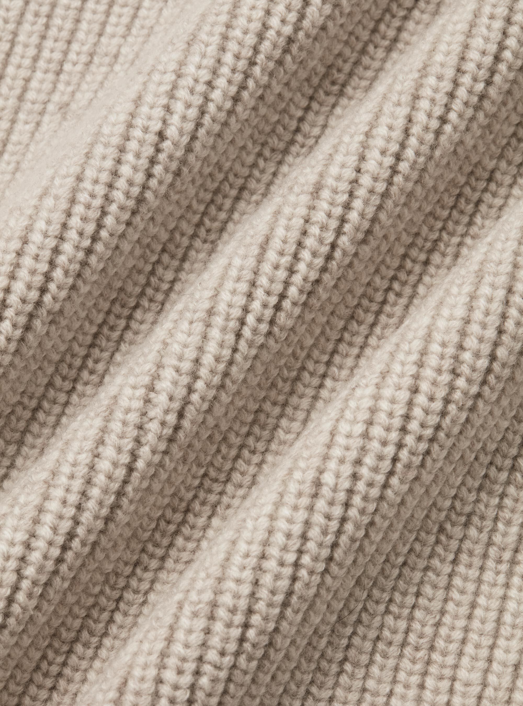 Cardigan in maglia sciallata in lana merino, ECRU
