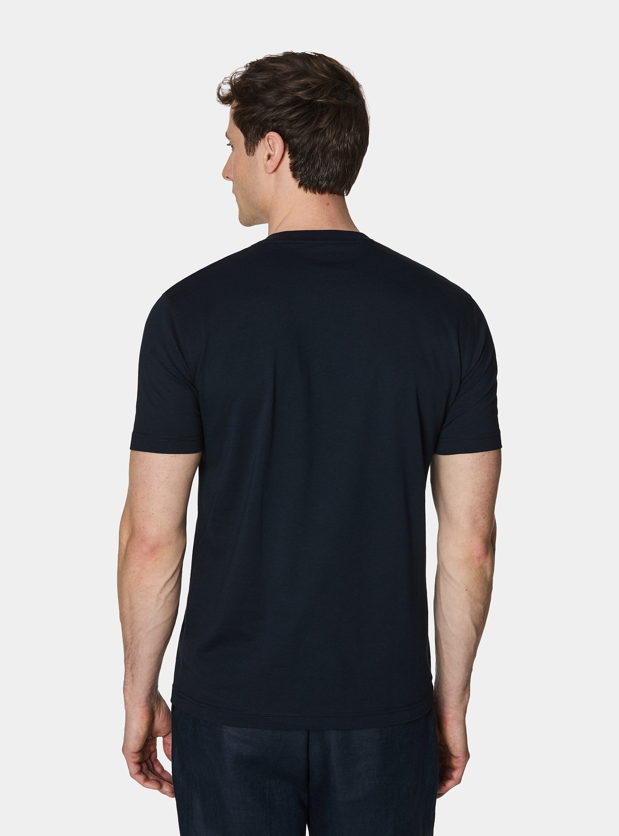 T-shirt &agrave; demi-manches en coton Supima, BLEU MARINE