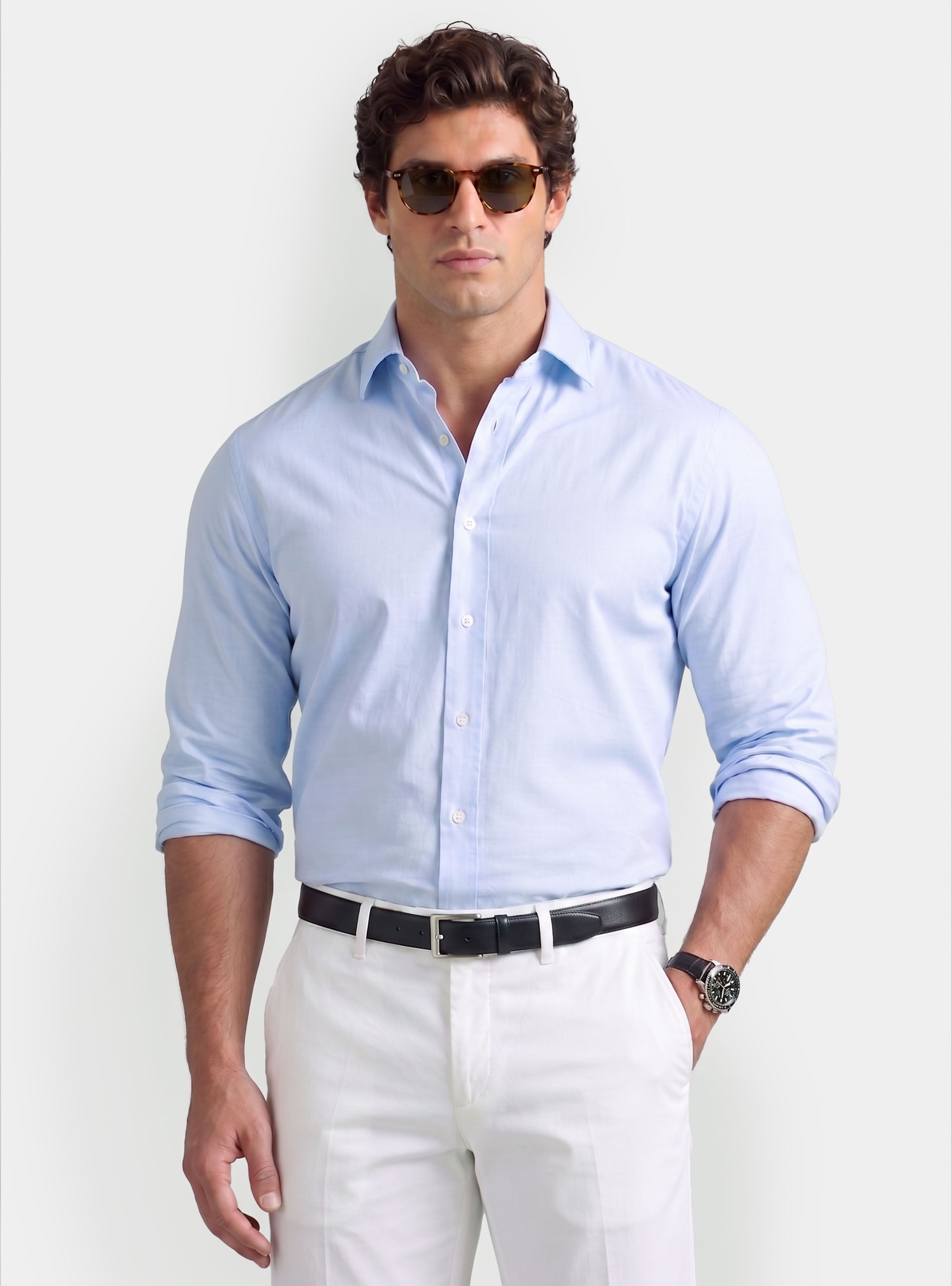Custom-fit cotton poplin shirt