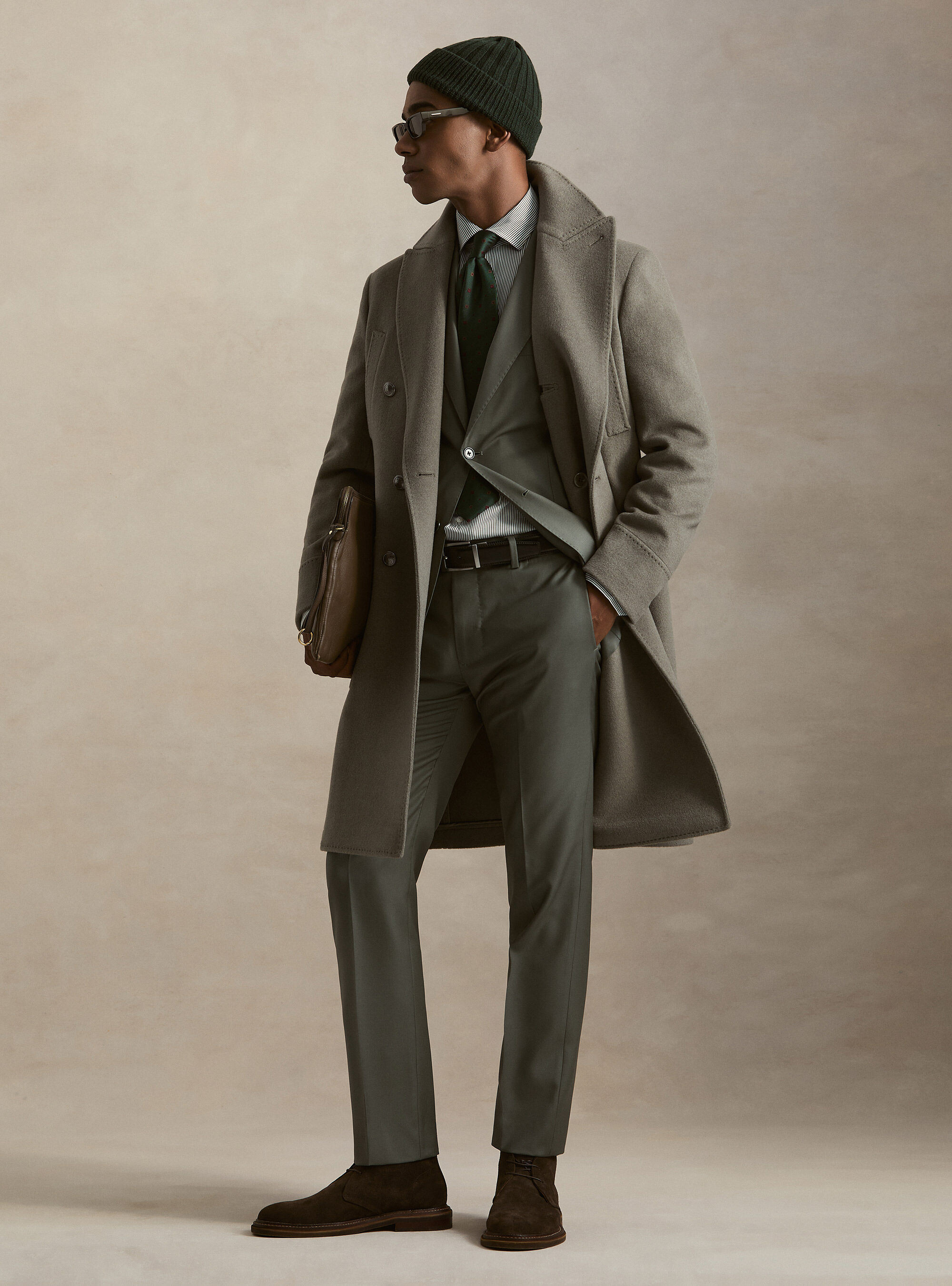 Cashmere wool double-breasted coat