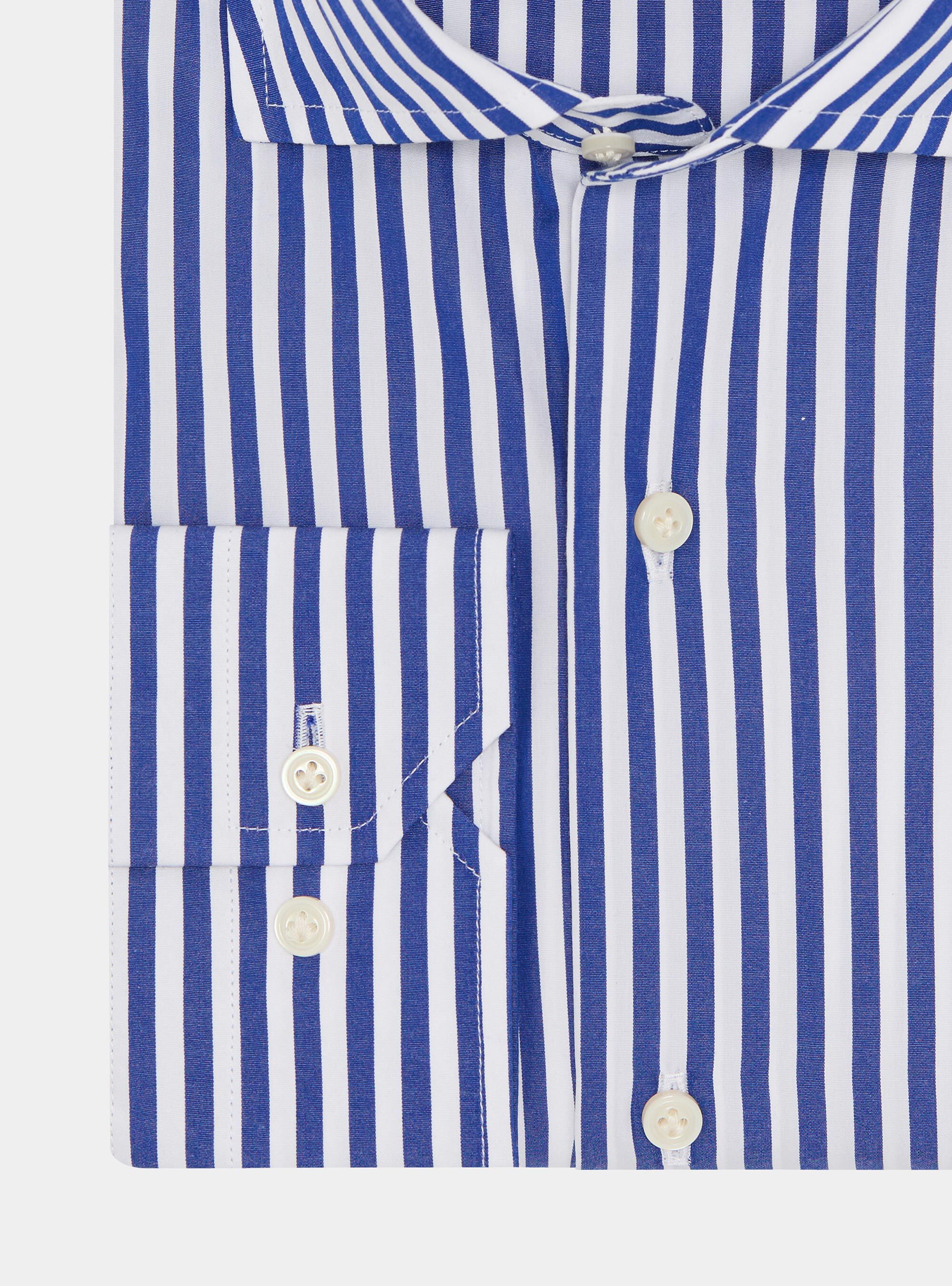 Wide-striped cotton poplin shirt, BLUE