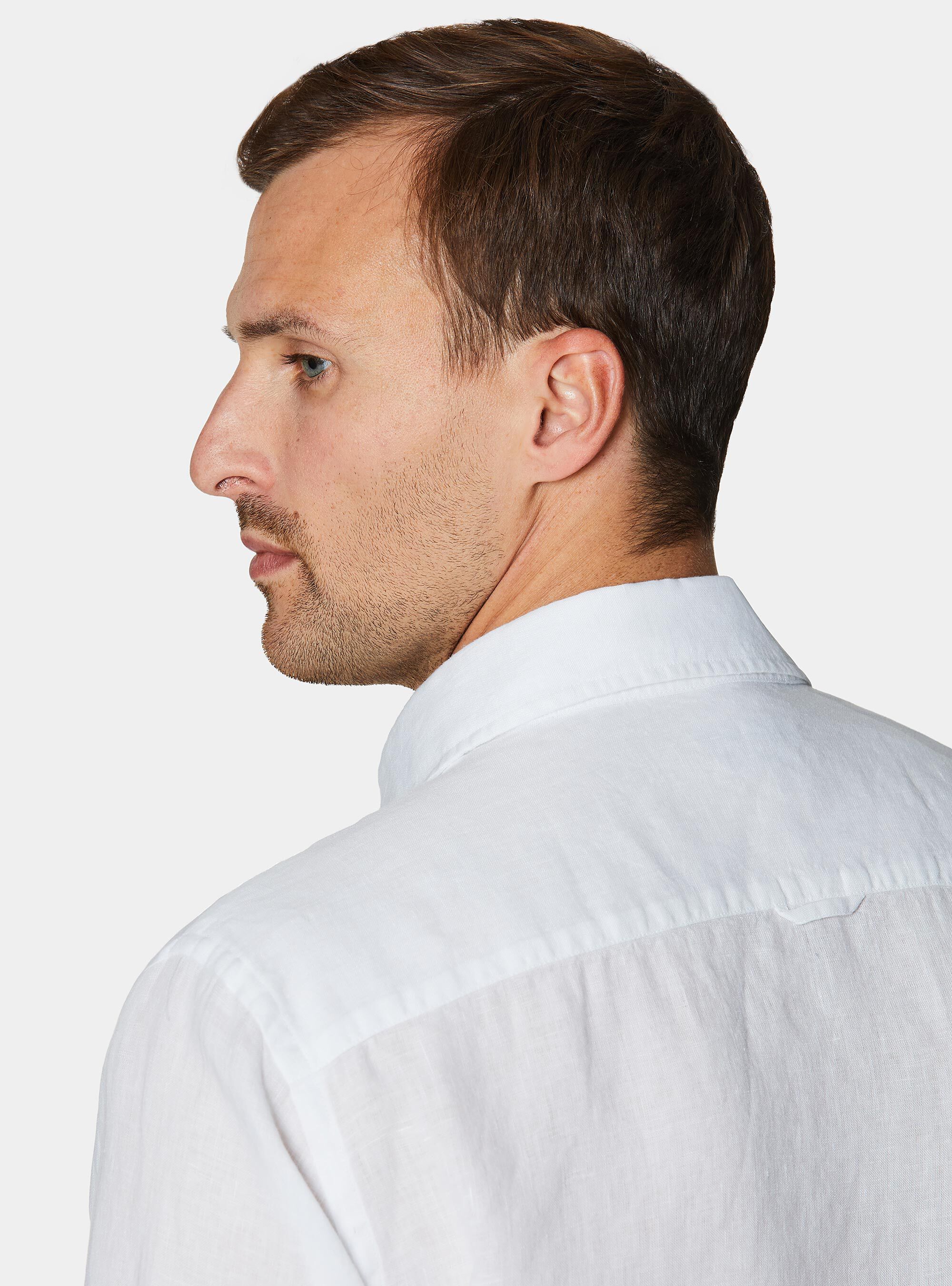 Camisa de lino puro, BLANCO