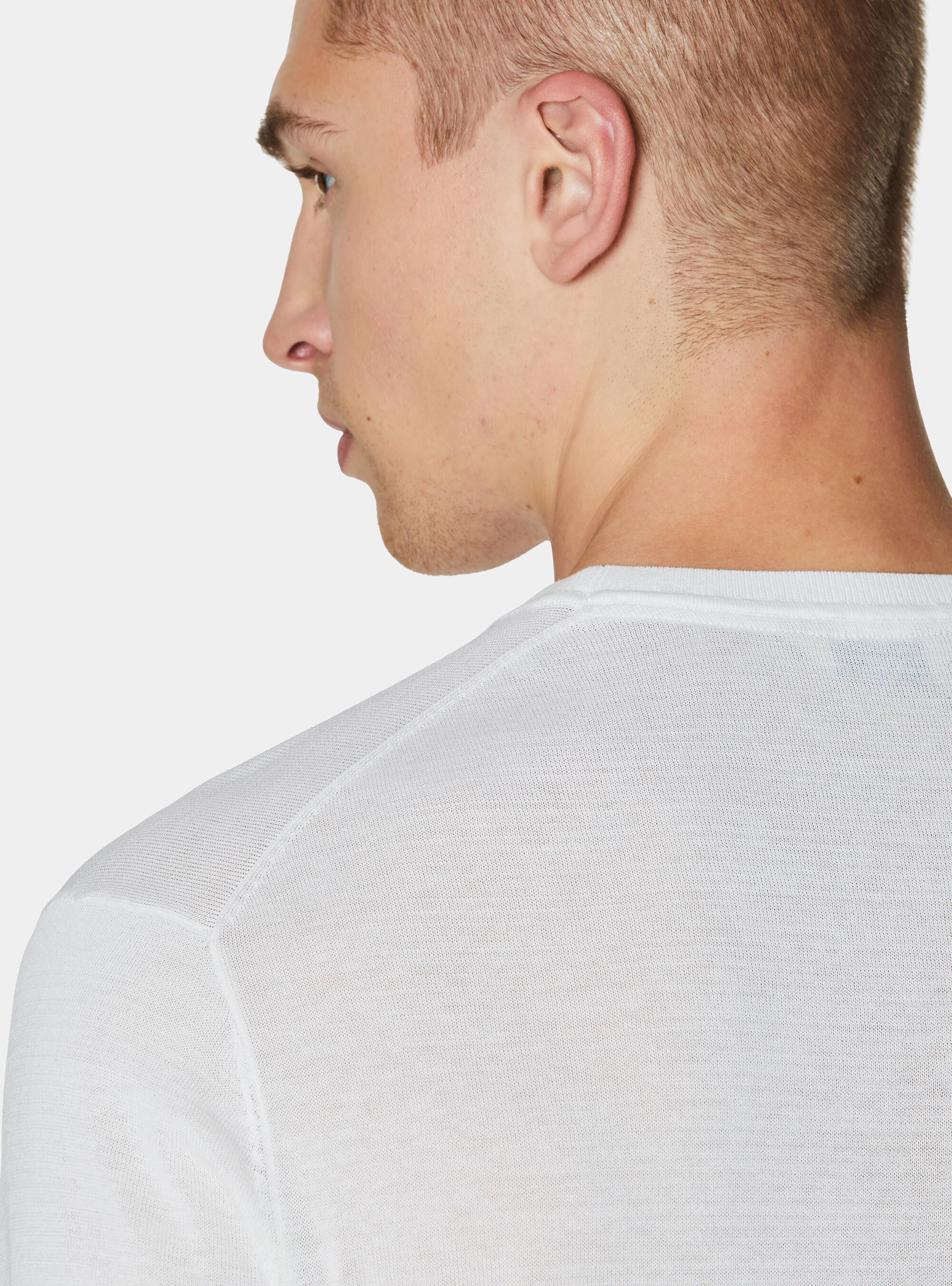 Cotton and silk crew neck sweater, WHITE